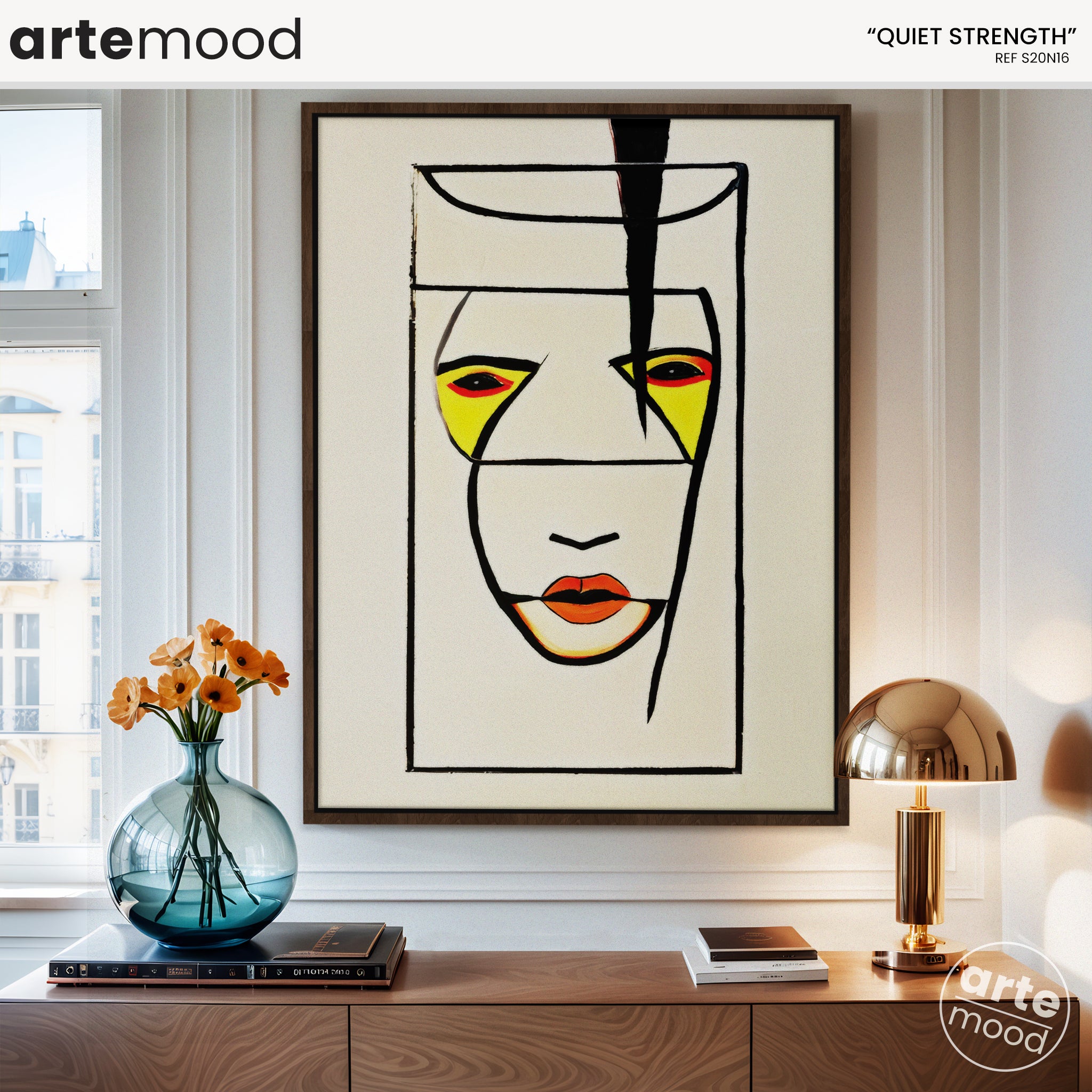 Woman Artwork Print - Expressive Face - Loft Art Portrait Framed Canvas Minimal Portrait Face