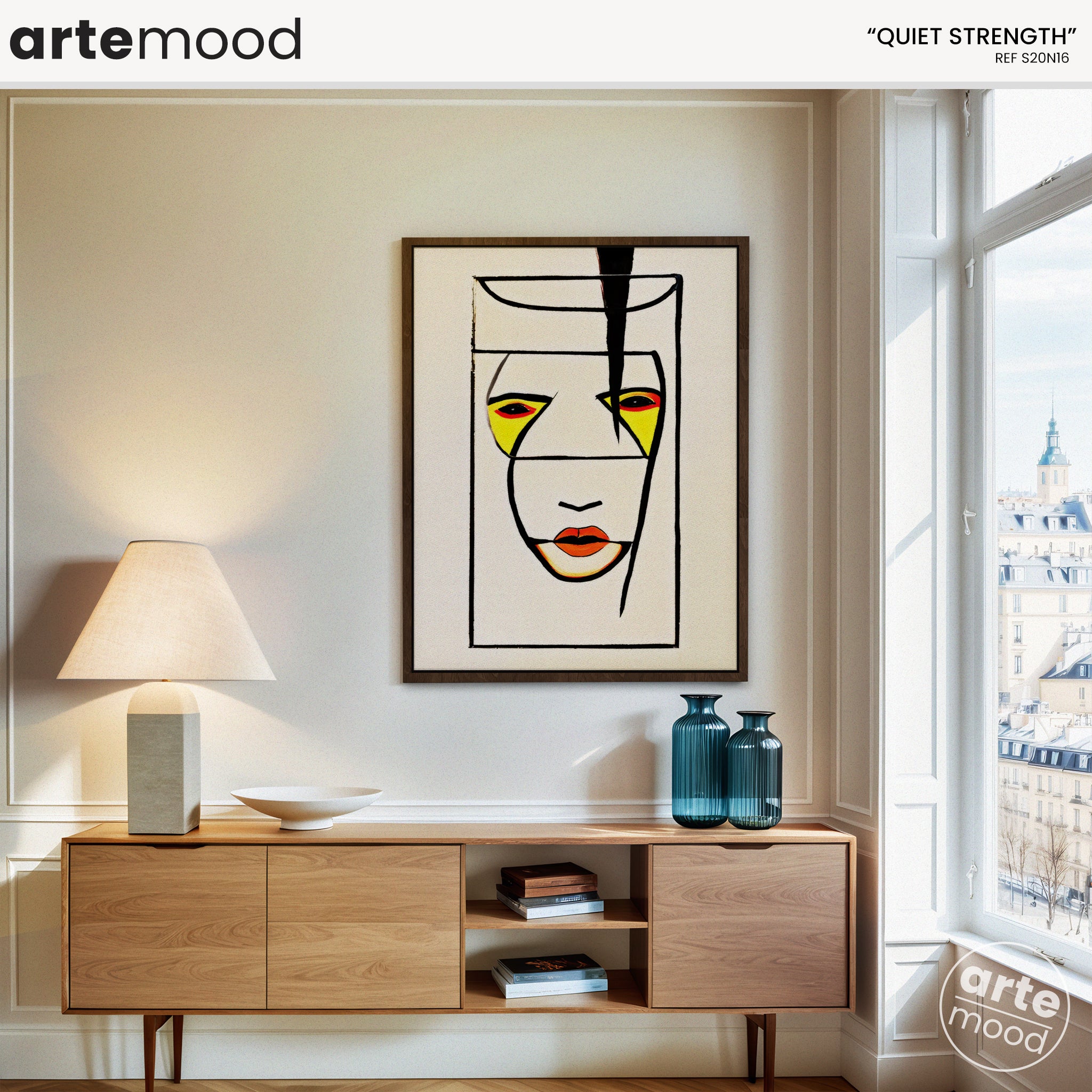 Woman Artwork Print - Expressive Face - Loft Art Portrait Framed Canvas Minimal Portrait Face