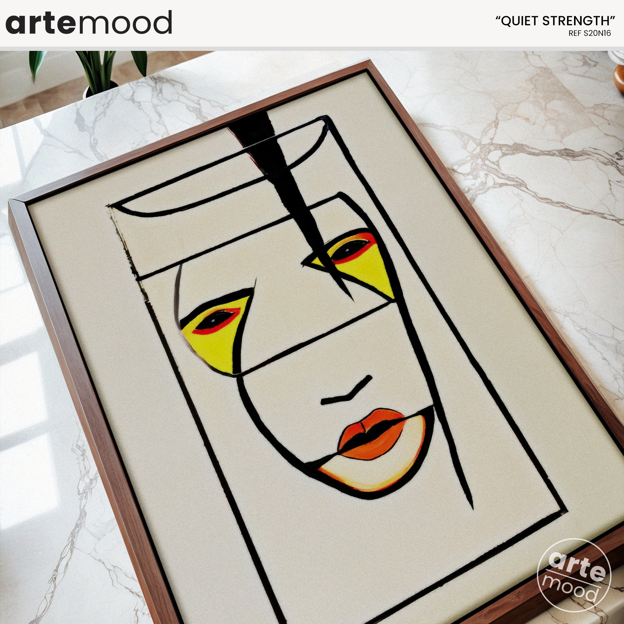 Woman Artwork Print - Expressive Face - Loft Art Portrait Framed Canvas Minimal Portrait Face