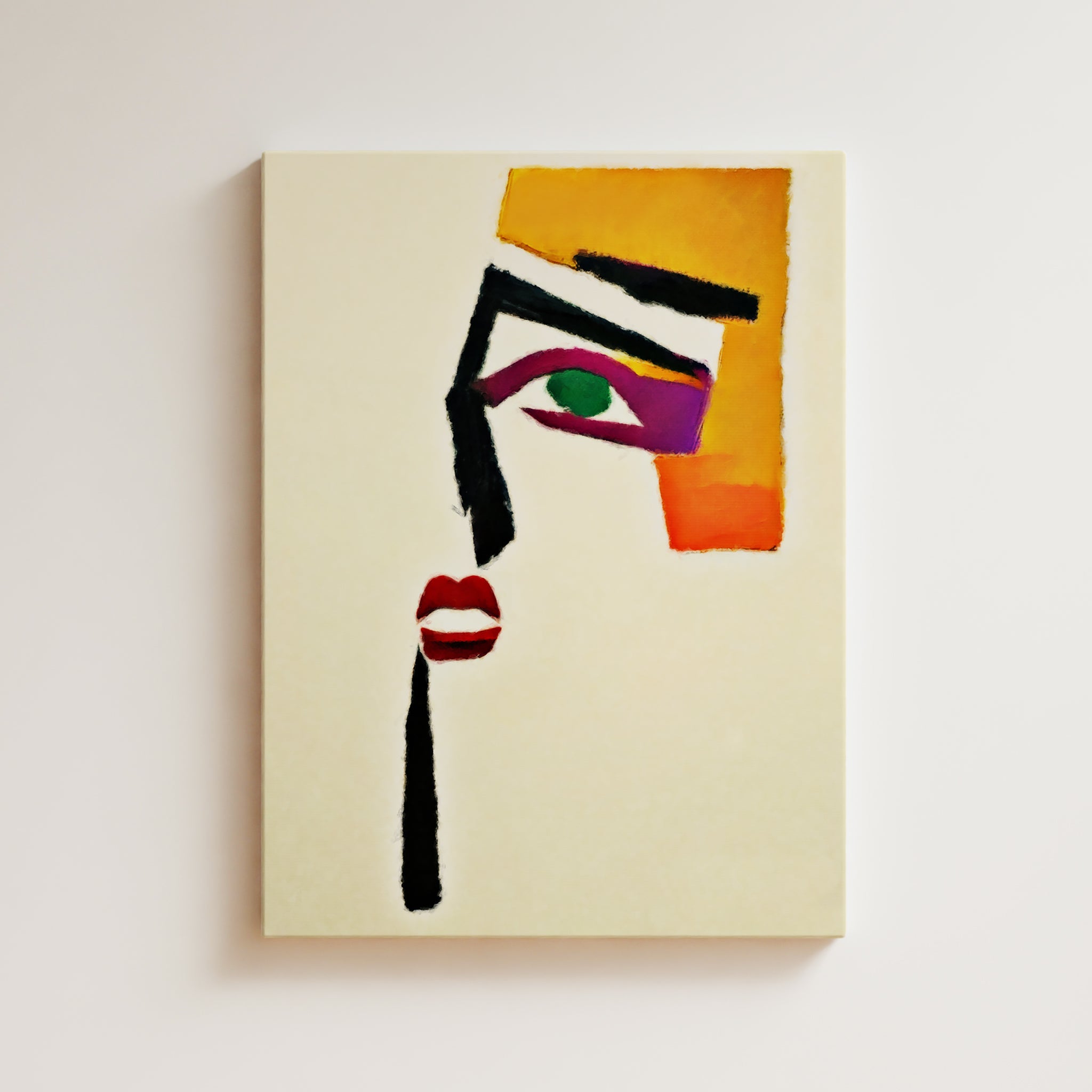 Woman Artwork Print - Portrait Minimal Art Print - Face Expressive Minimalism Art Framed Canvas