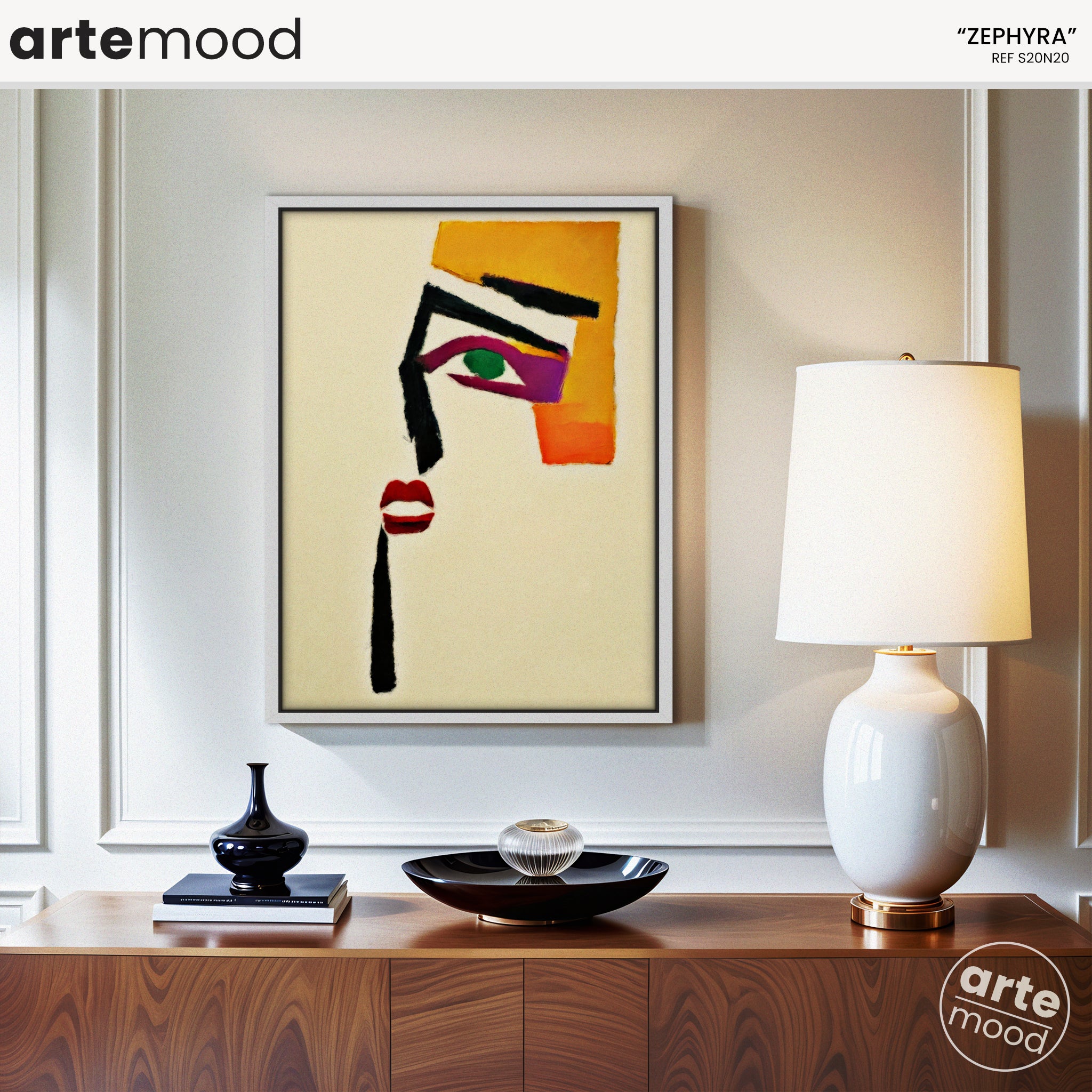 Woman Artwork Print - Portrait Minimal Art Print - Face Expressive Minimalism Art Framed Canvas