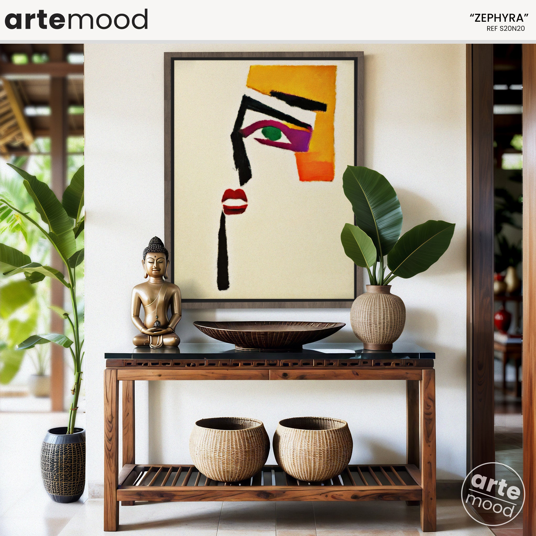 Woman Artwork Print - Portrait Minimal Art Print - Face Expressive Minimalism Art Framed Canvas