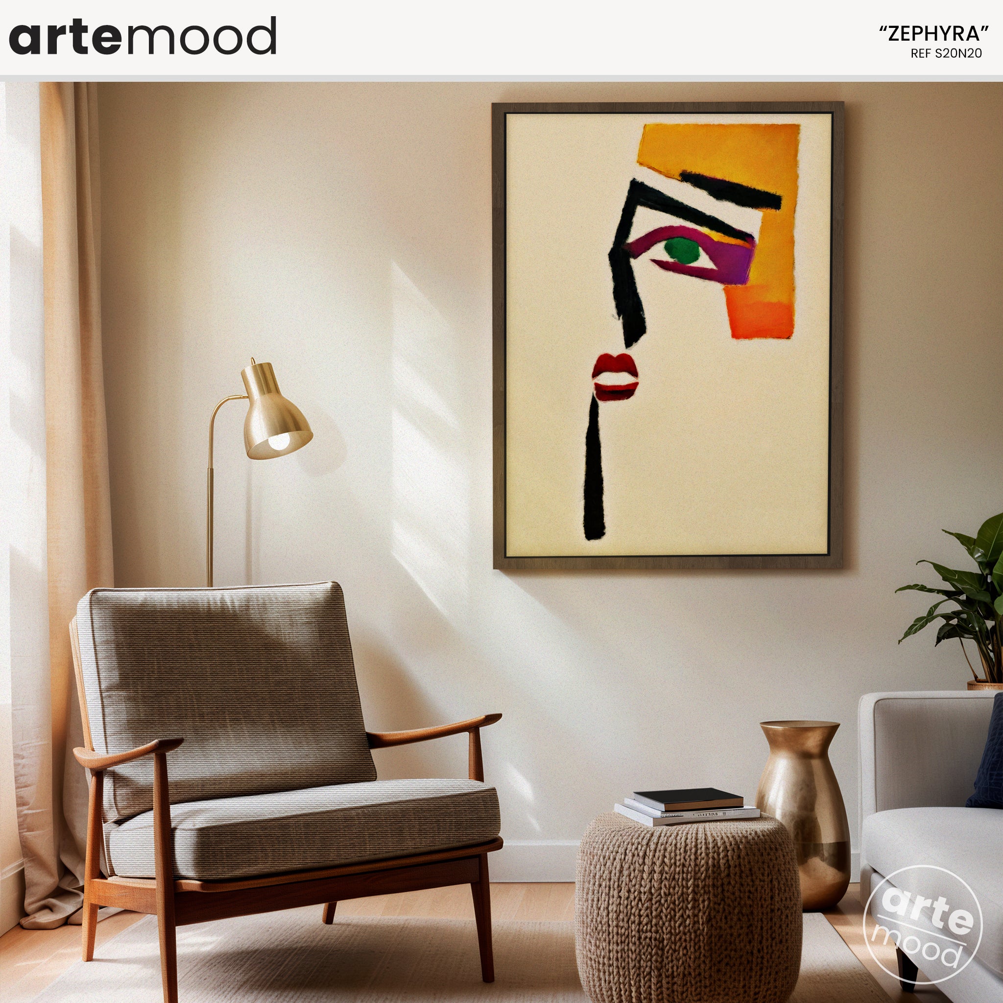 Woman Artwork Print - Portrait Minimal Art Print - Face Expressive Minimalism Art Framed Canvas