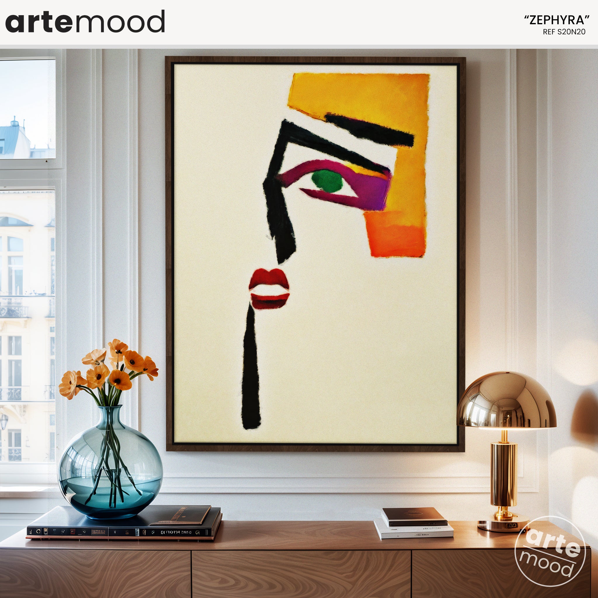 Woman Artwork Print - Portrait Minimal Art Print - Face Expressive Minimalism Art Framed Canvas