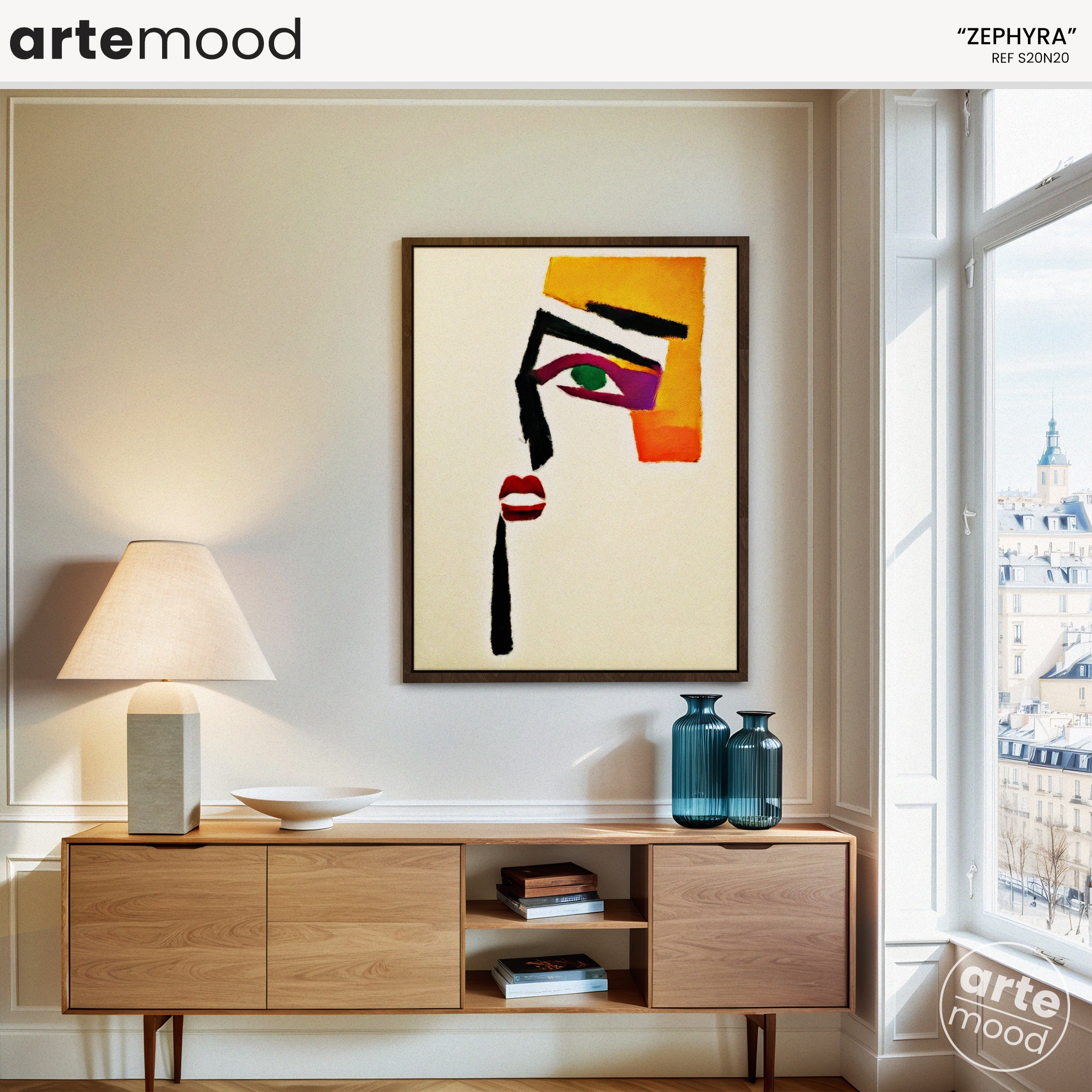 Woman Artwork Print - Portrait Minimal Art Print - Face Expressive Minimalism Art Framed Canvas