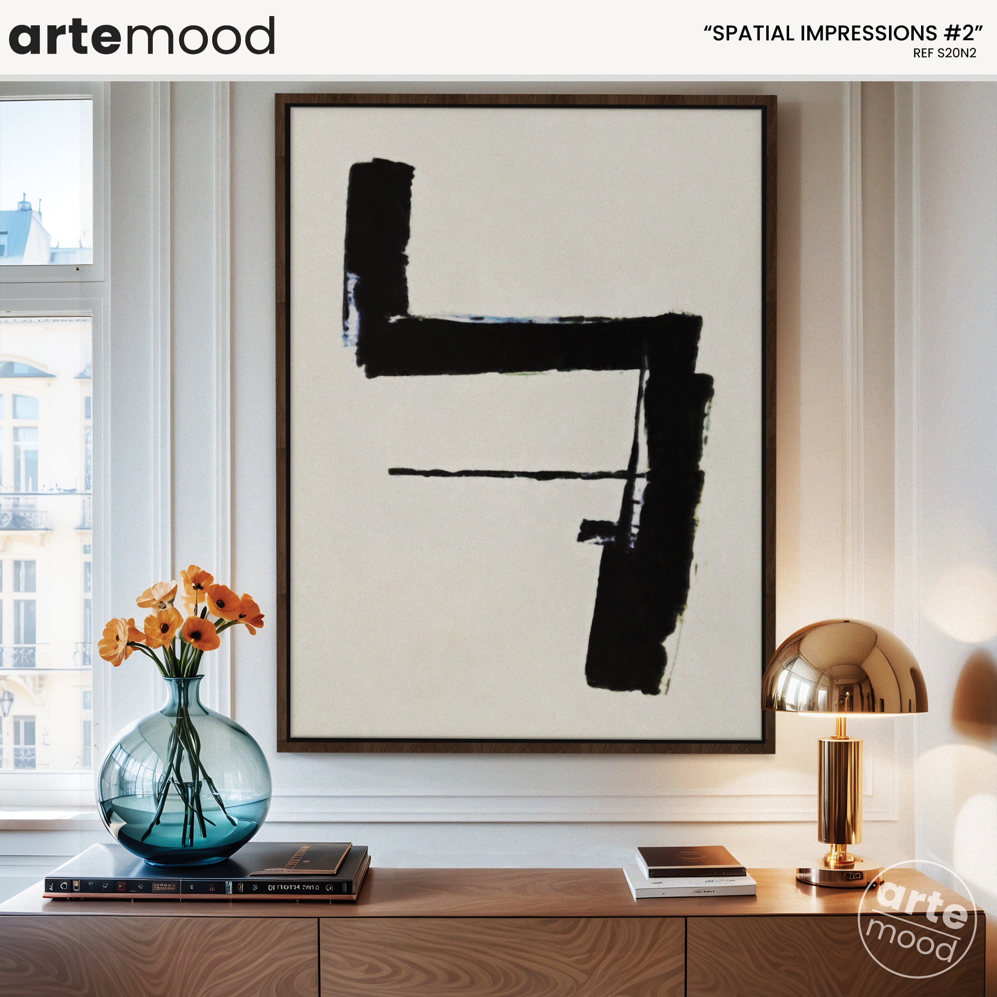 Abstract Artwork Print On Canvas - Minimalist Modern Art - Framed Wall Art - Black & White Minimal