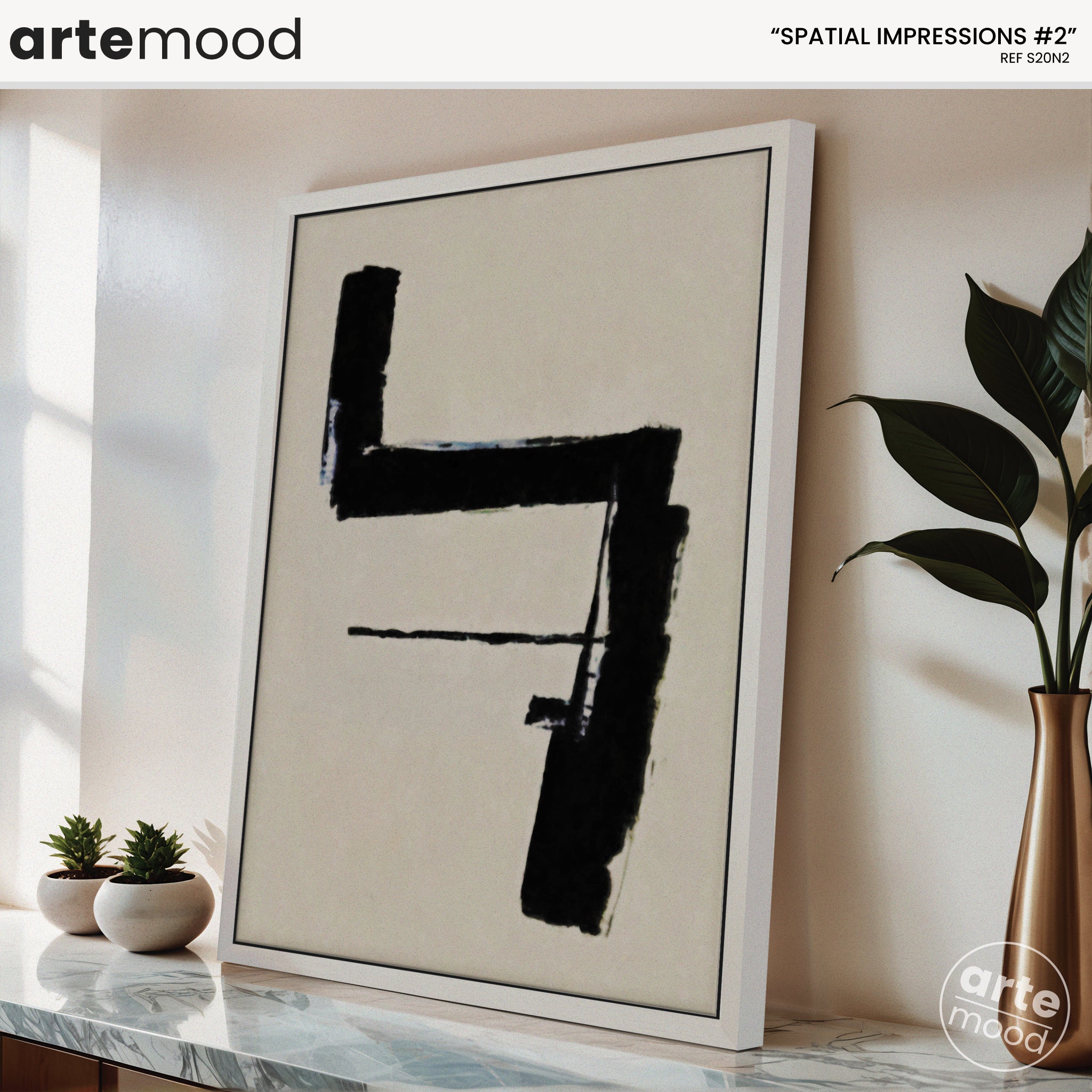 Abstract Artwork Print On Canvas - Minimalist Modern Art - Framed Wall Art - Black & White Minimal