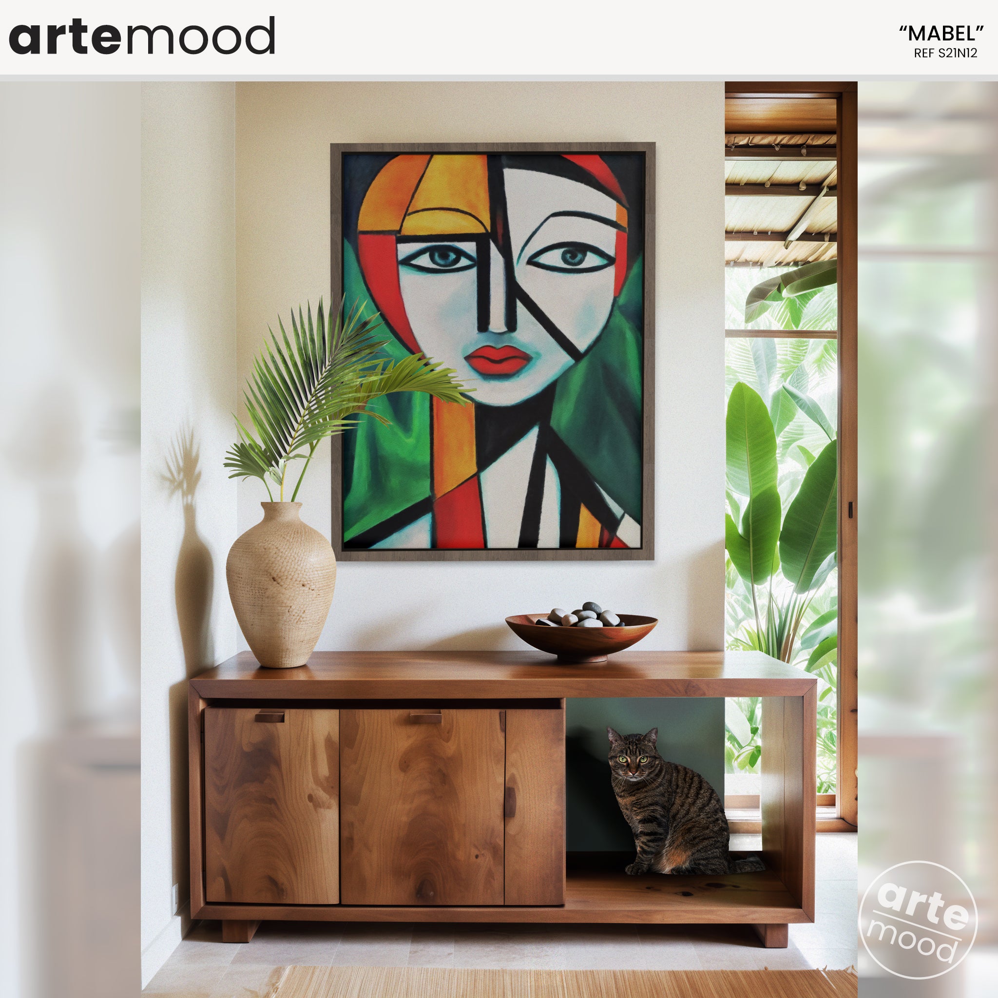 Woman Artwork Print - Expressive Face Art Print - Cubist Man, Geometric, Cool Wall Art Framed