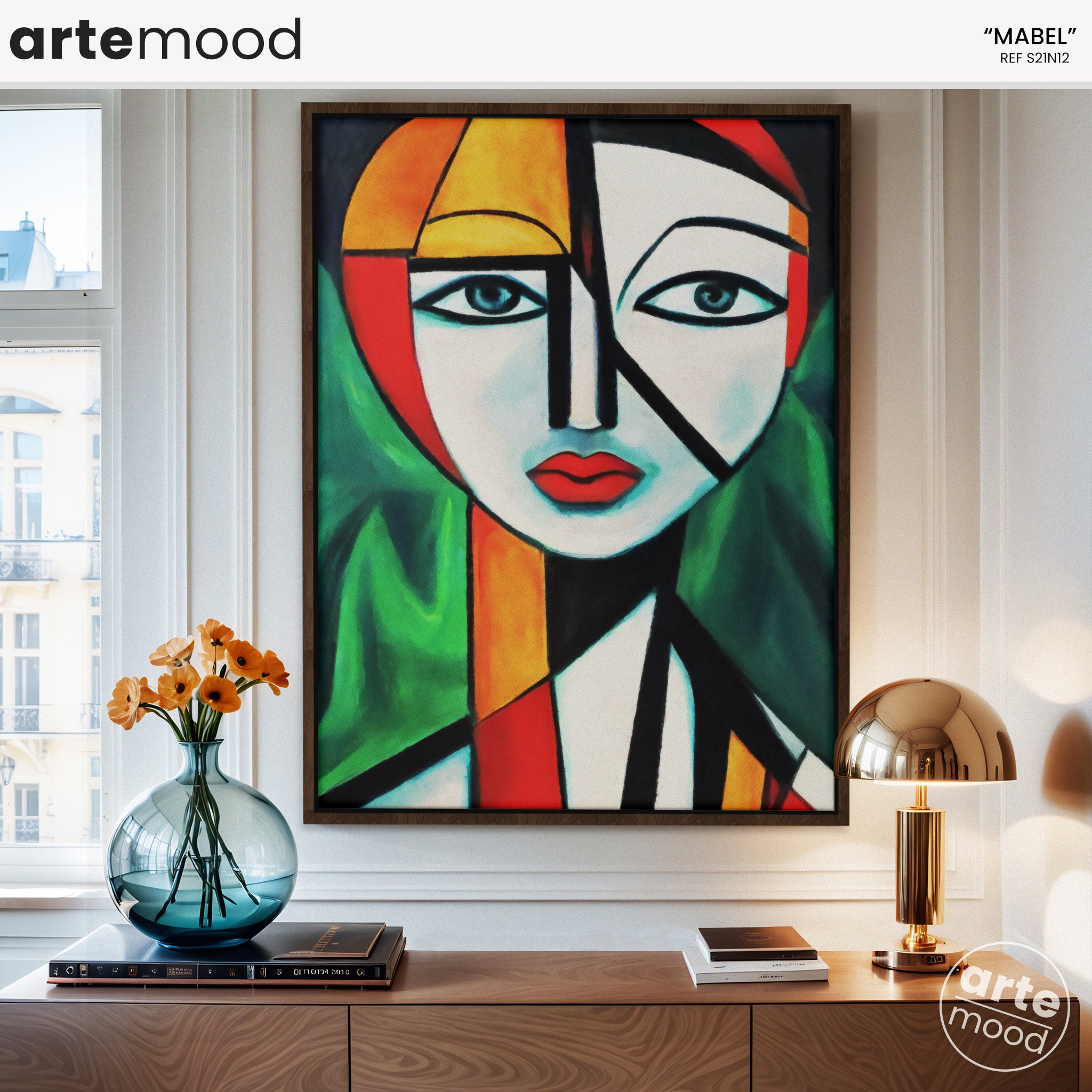 Woman Artwork Print - Expressive Face Art Print - Cubist Man, Geometric, Cool Wall Art Framed