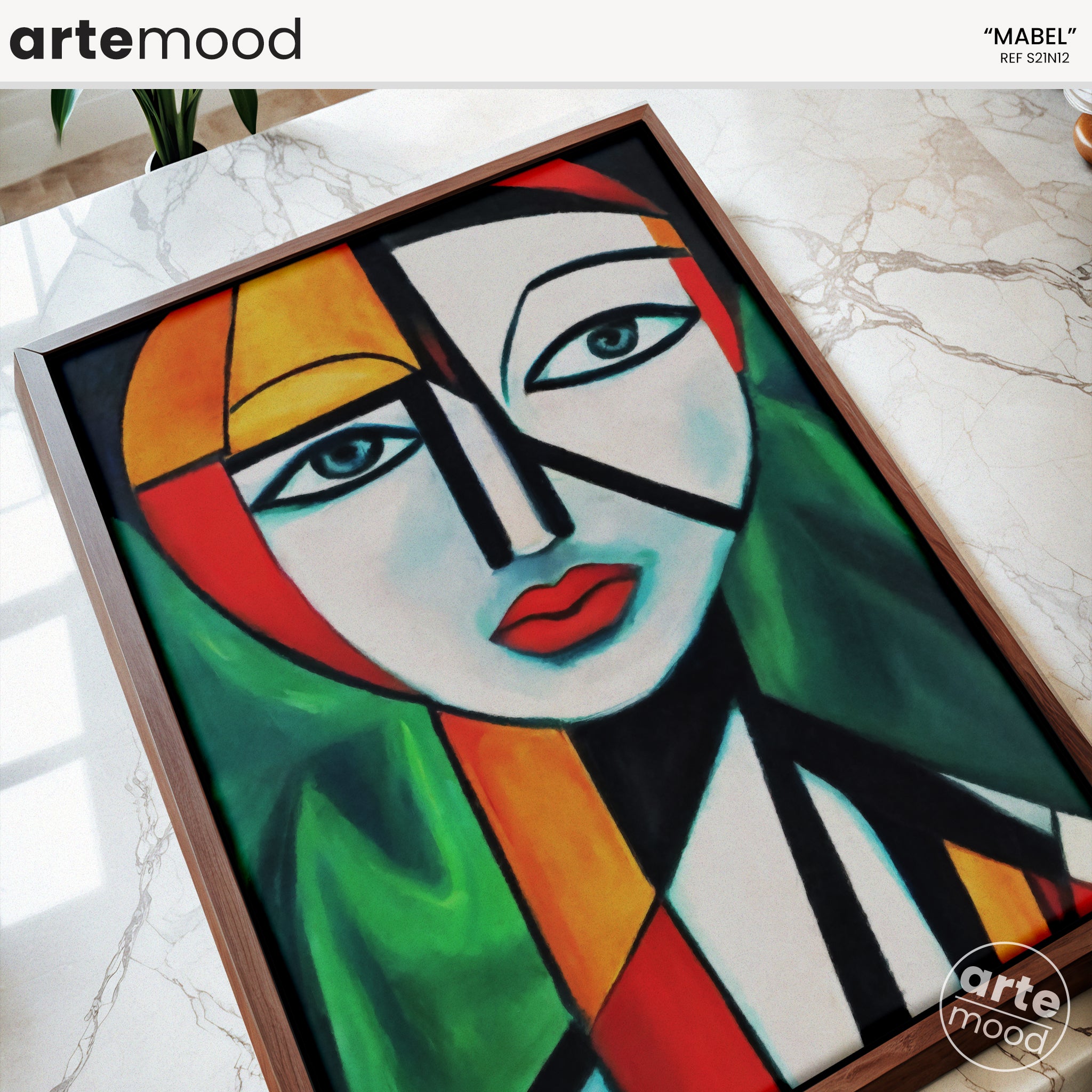 Woman Artwork Print - Expressive Face Art Print - Cubist Man, Geometric, Cool Wall Art Framed