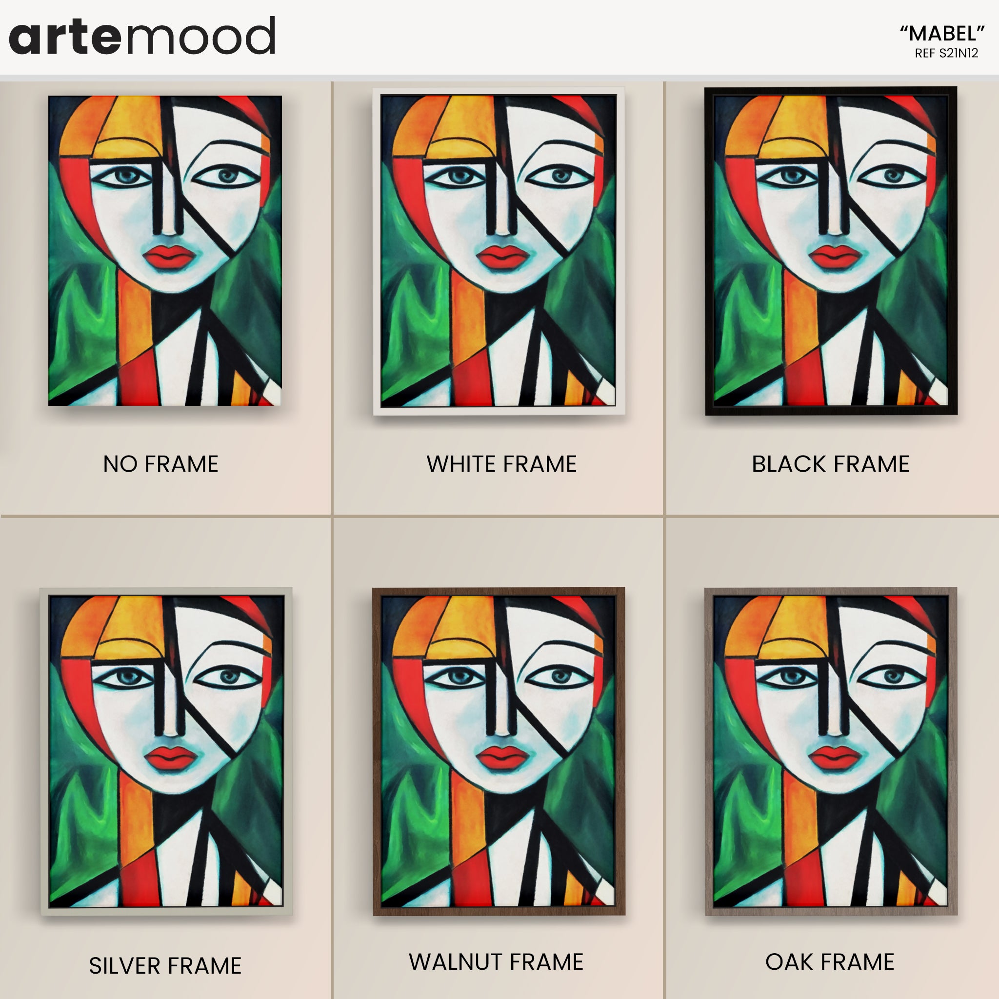 Woman Artwork Print - Expressive Face Art Print - Cubist Man, Geometric, Cool Wall Art Framed