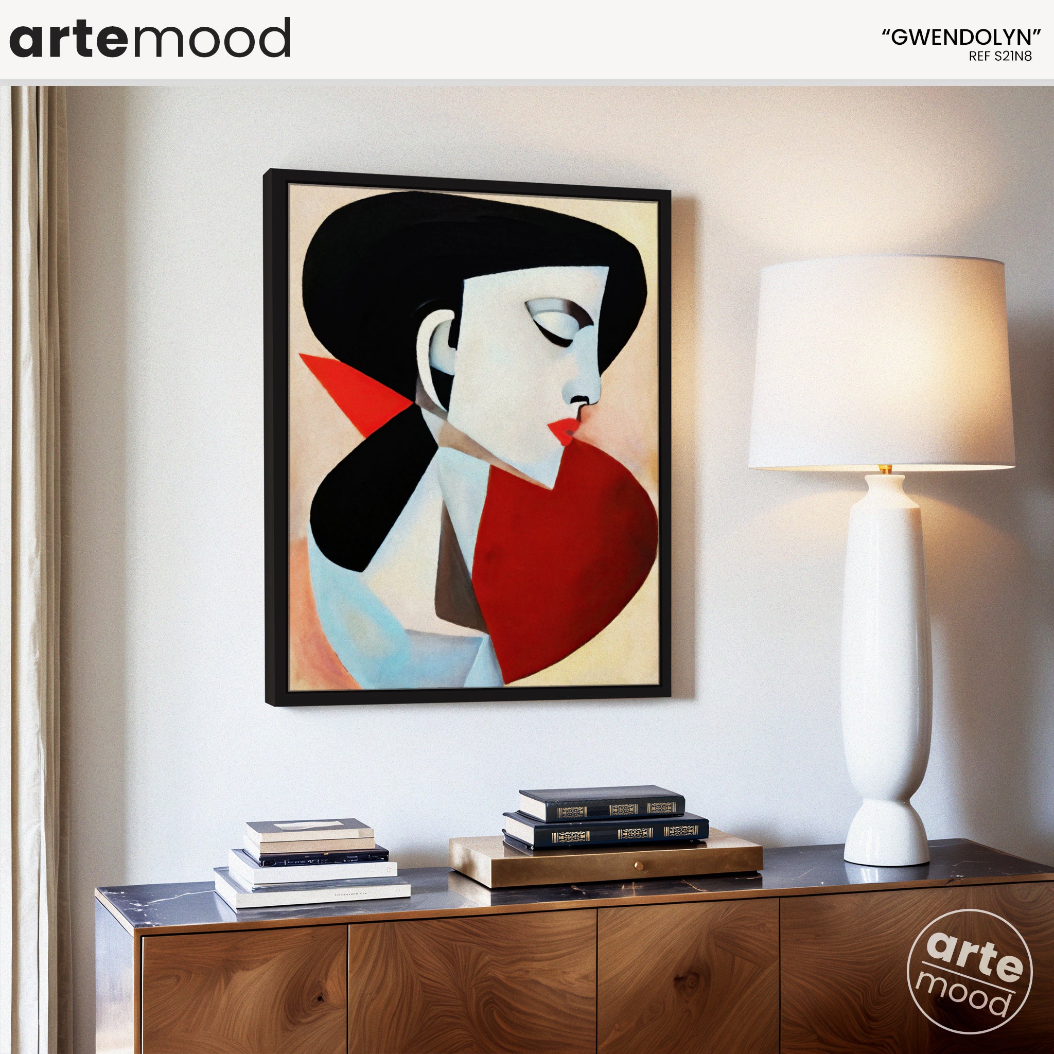 Woman Artwork Print - Black Red Lady Art Print - Geometric Portrait Art - Woman Illustration Wall Art Print