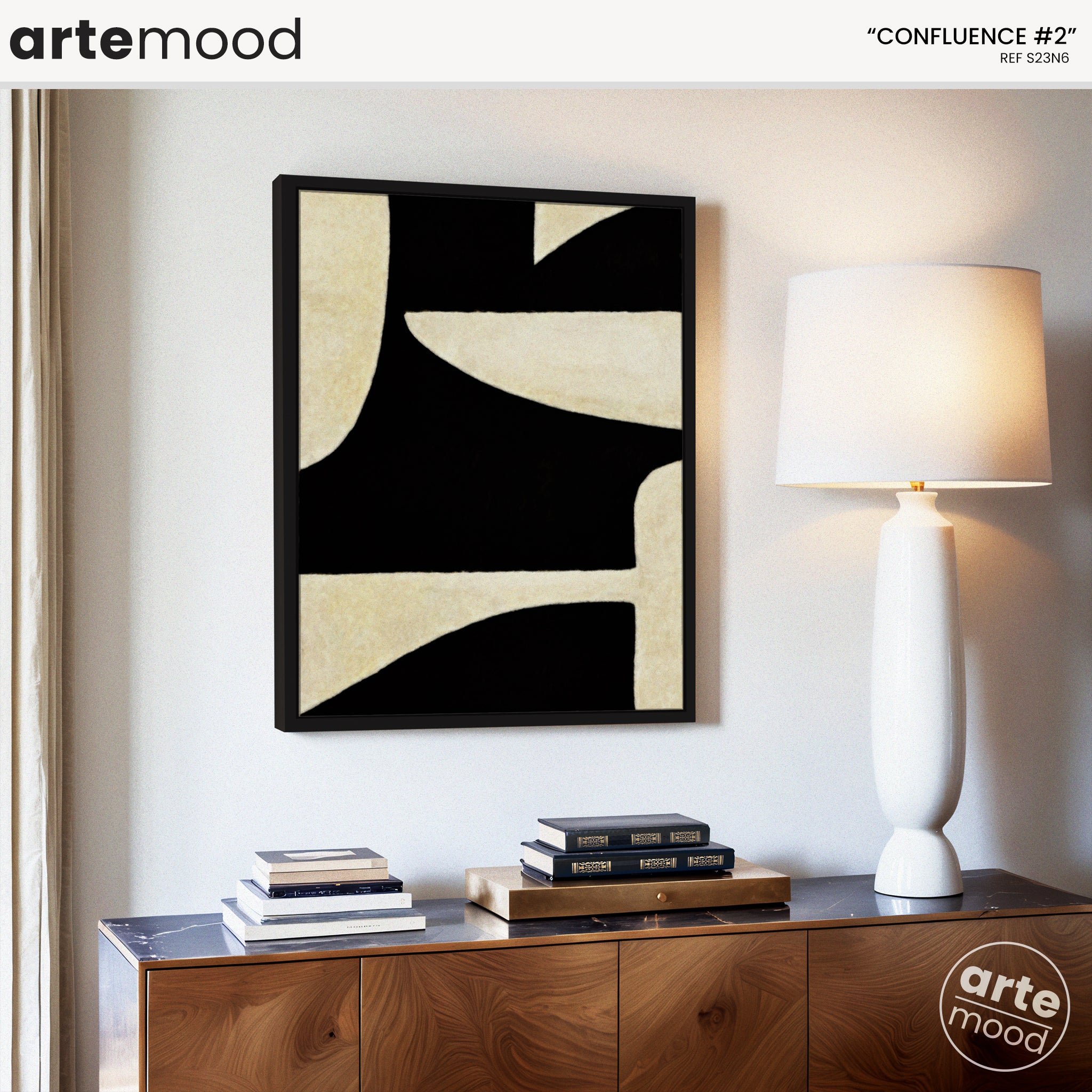 Abstract Artwork Print On Canvas - Minimalist Geometric Modern Art - Black, White