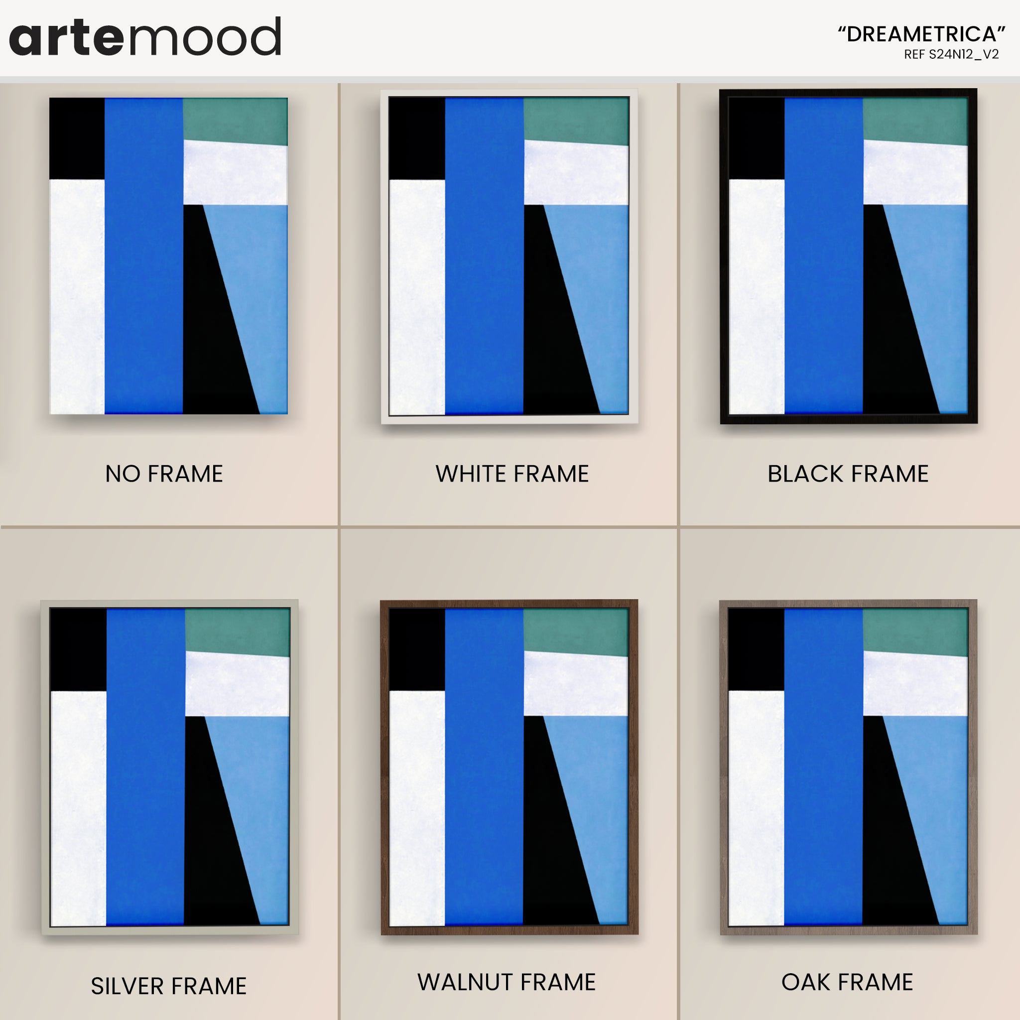 Color Field Artwork Print On Canvas - Minimalist, Blue, Black, Green, Geometric Minimal