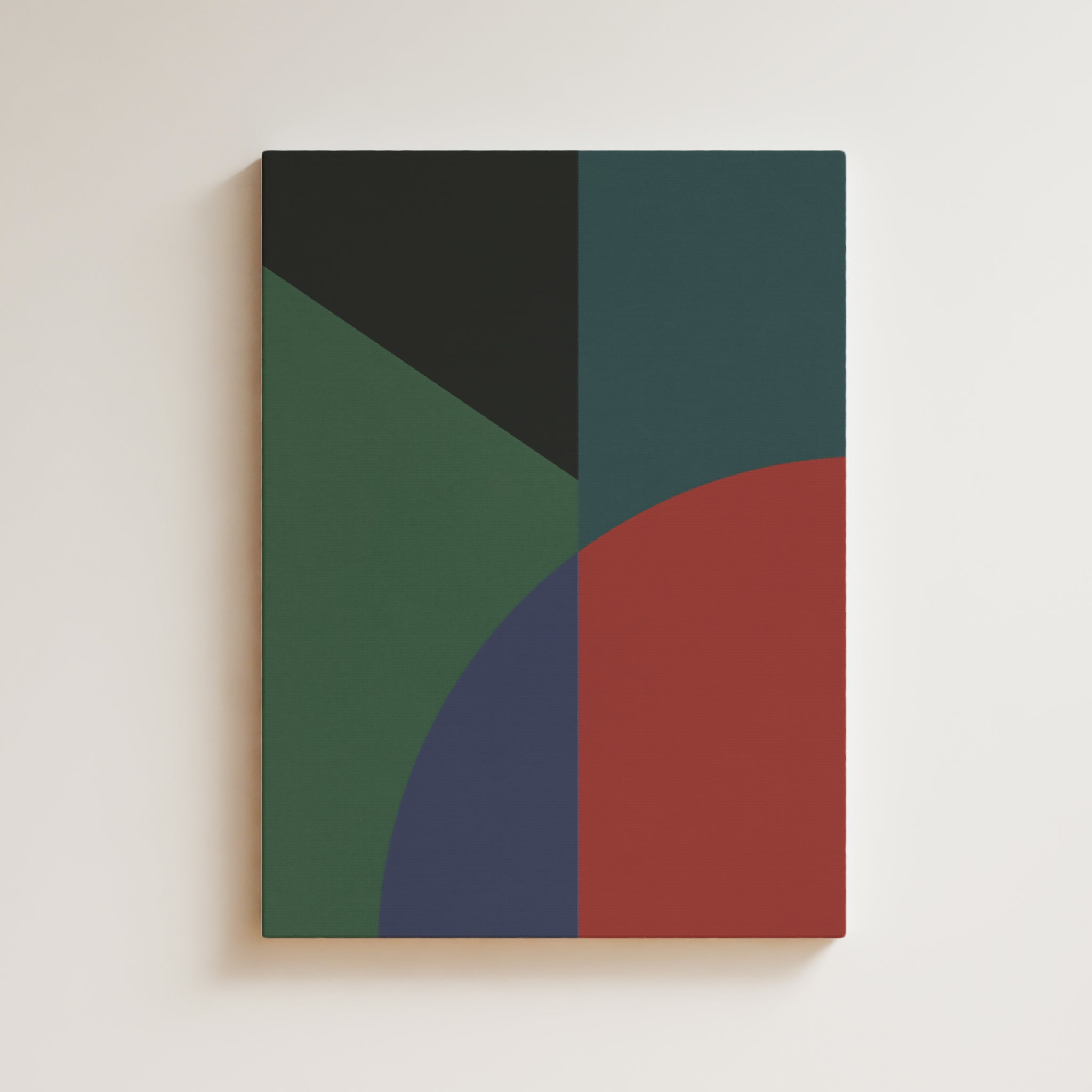 Abstract Artwork Print On Canvas - Minimalist Geometric Modern Art - Green Red Violet