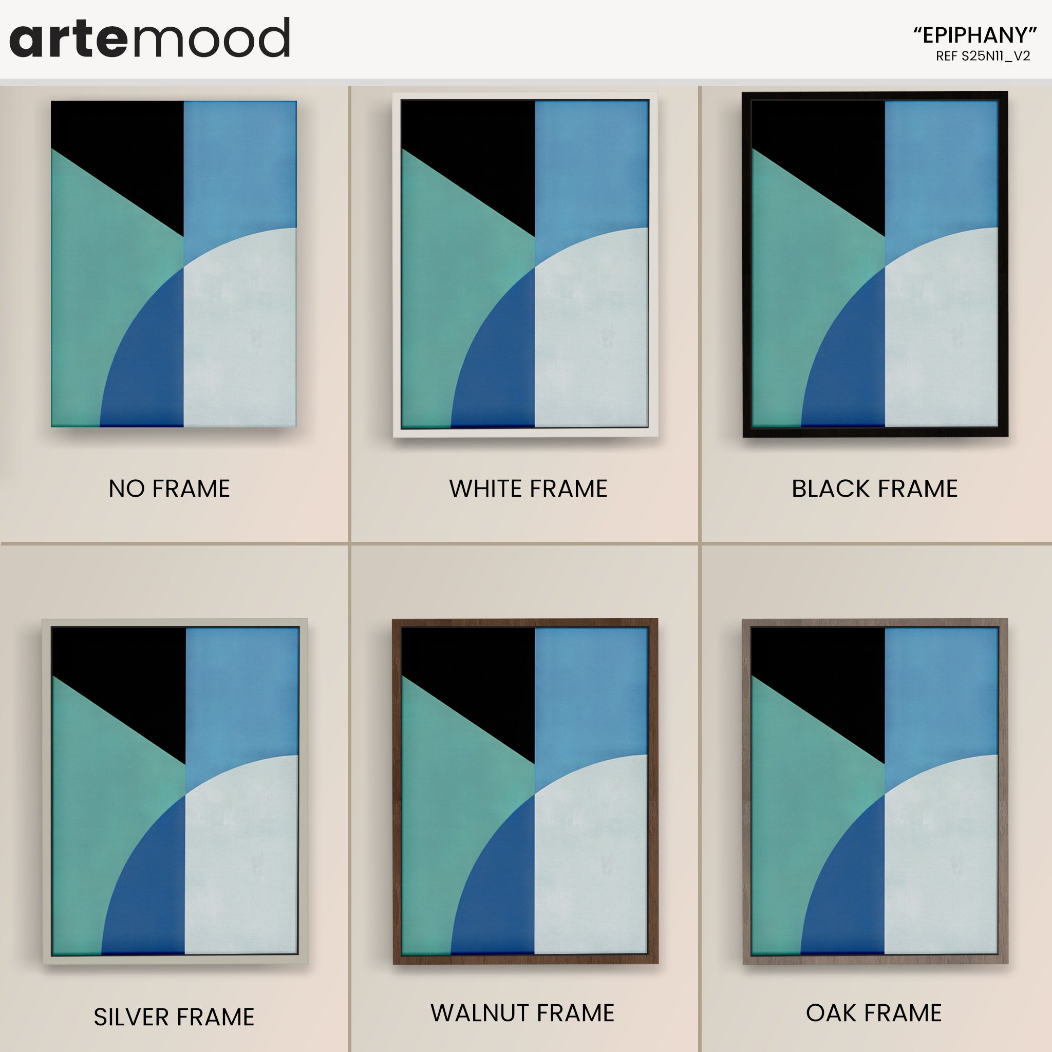 Abstract Artwork Print On Canvas - Minimalist Geometric Modern Art - Green, Turquoise, Blue, White Composition, Beach Art, Ocean Sea Art Print, Blue Room Wall Decor, Minimalist Art Print Elegant and Contemporary