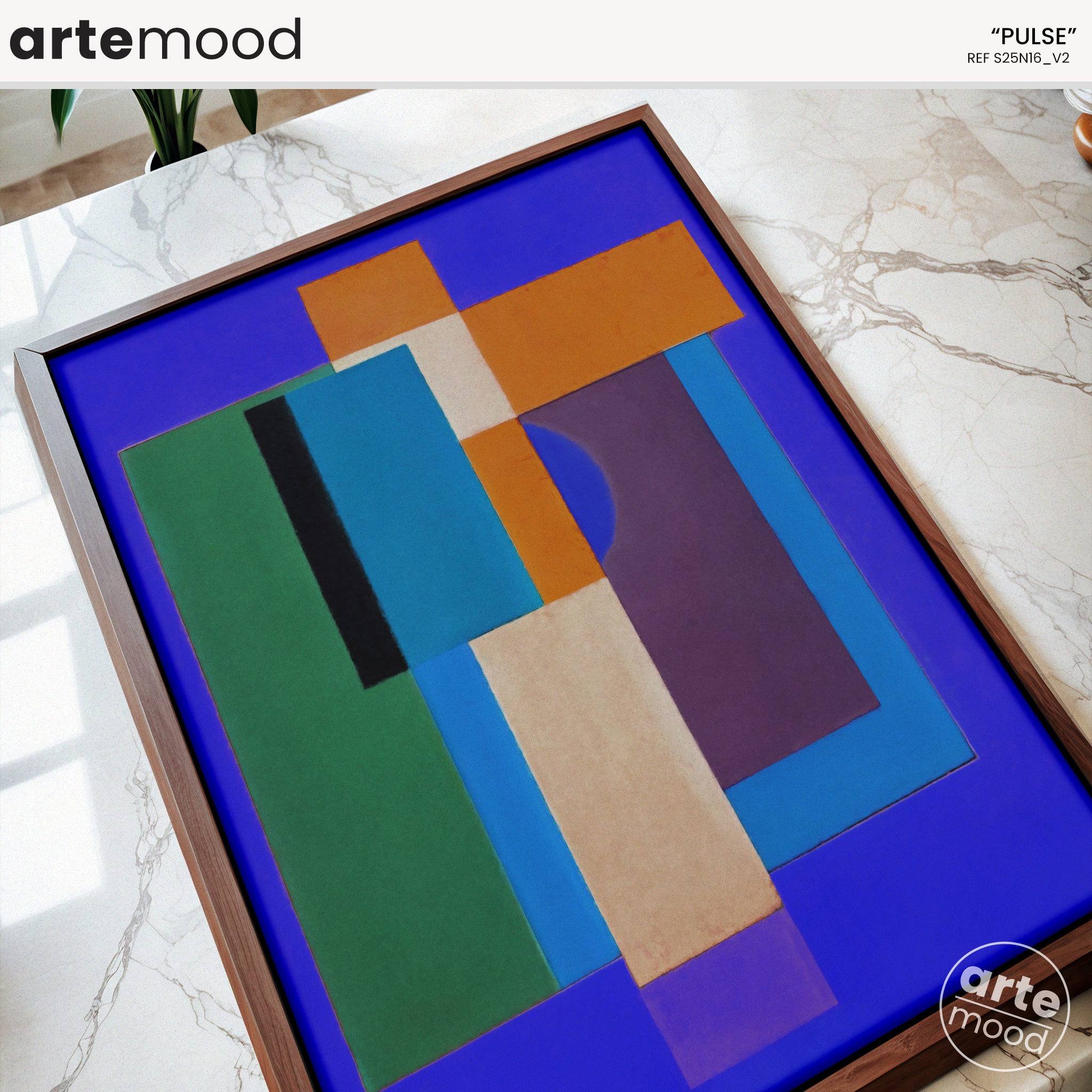 Abstract Artwork Print - Modern Art Canvas - Vibrant Color Art, Expressive, Geometric Art, Violet, Blue Chic Art