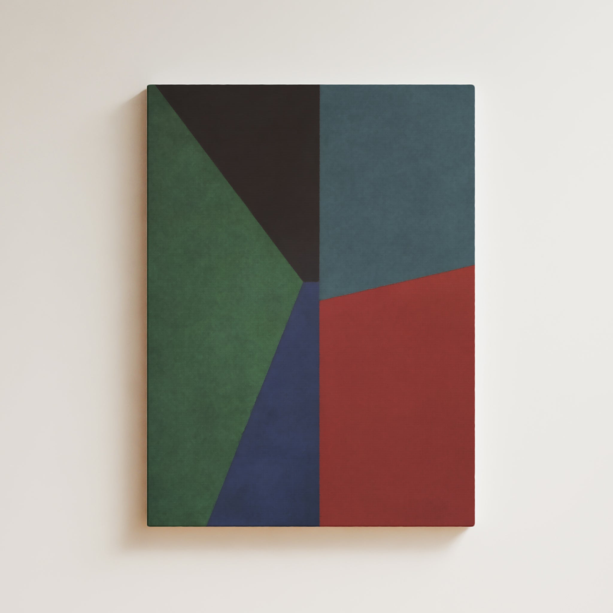 Abstract Artwork Print On Canvas - Minimalist Geometric Modern Art - Red, Green, Black, Contemporary Wall Art Print