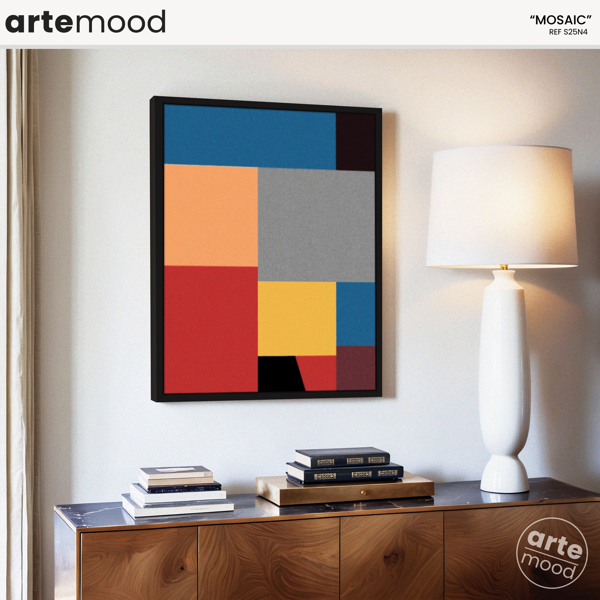 Color Field Artwork Print On Canvas - Minimalist, Zen, Orange, Blue, Red, Yellow, Black, Color Block