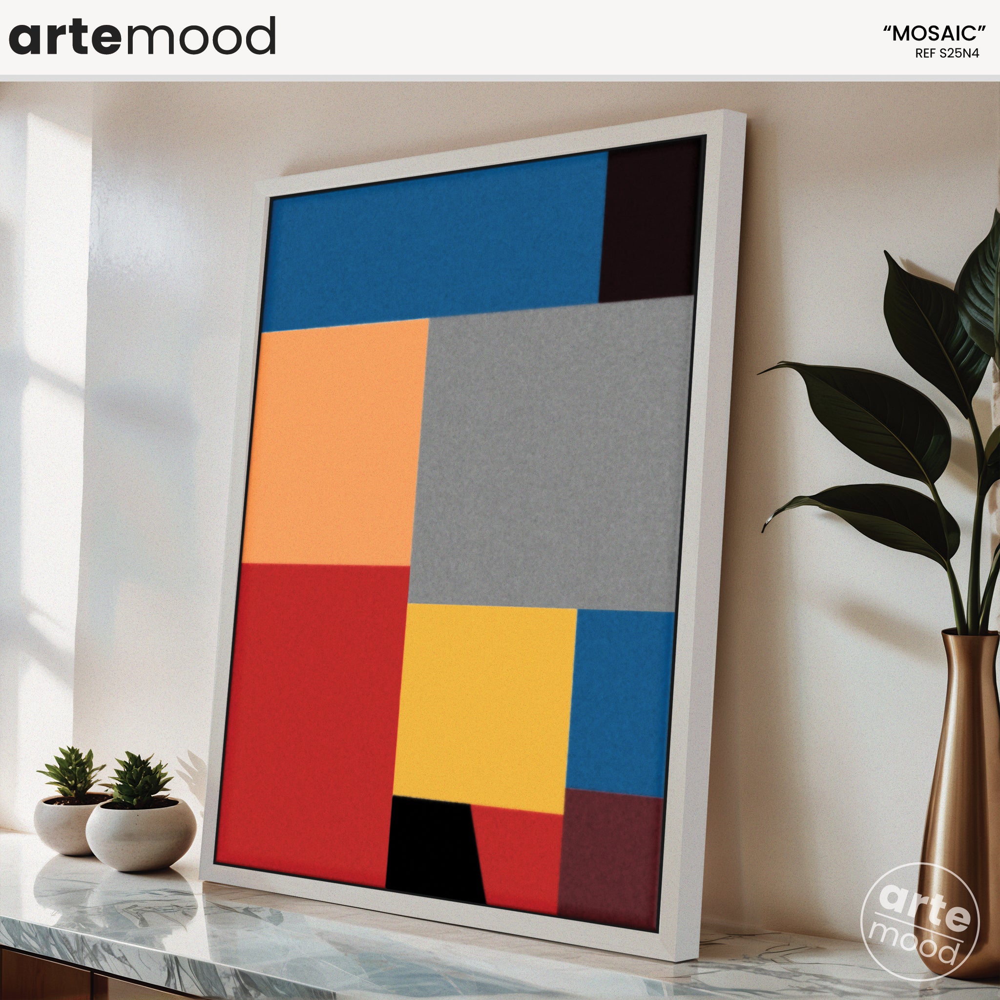 Color Field Artwork Print On Canvas - Minimalist, Zen, Orange, Blue, Red, Yellow, Black, Color Block