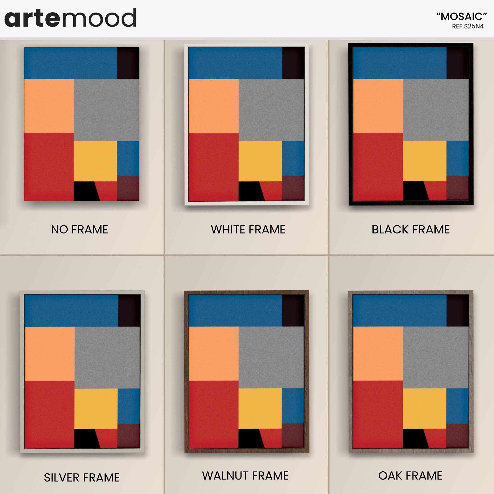 Color Field Artwork Print On Canvas - Minimalist, Zen, Orange, Blue, Red, Yellow, Black, Color Block