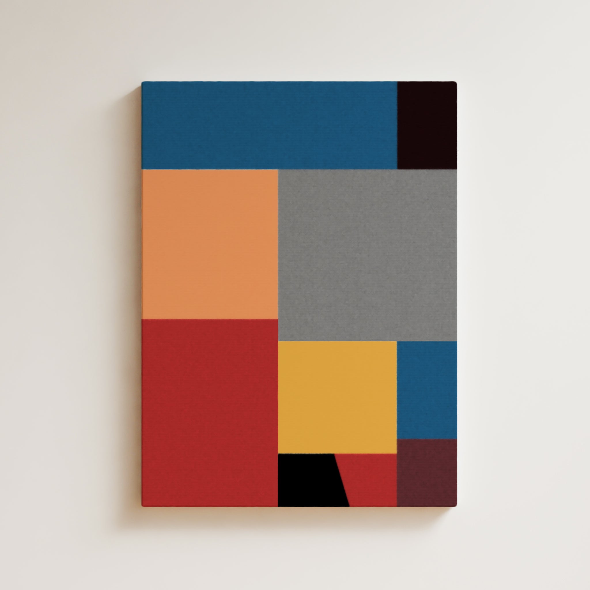 Color Field Artwork Print On Canvas - Minimalist, Zen, Orange, Blue, Red, Yellow, Black, Color Block