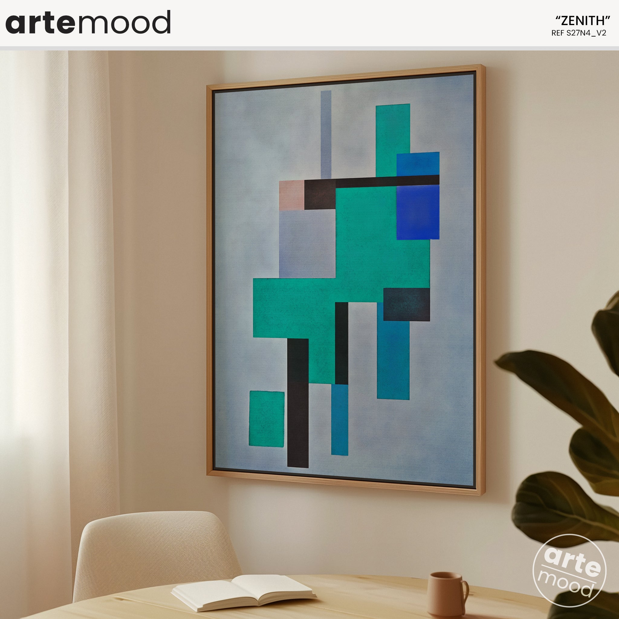 Abstract Artwork Print On Canvas - Minimalist Geometric Modern Art - Blue, Green, Turquoise, Minimal Composition Wall Art