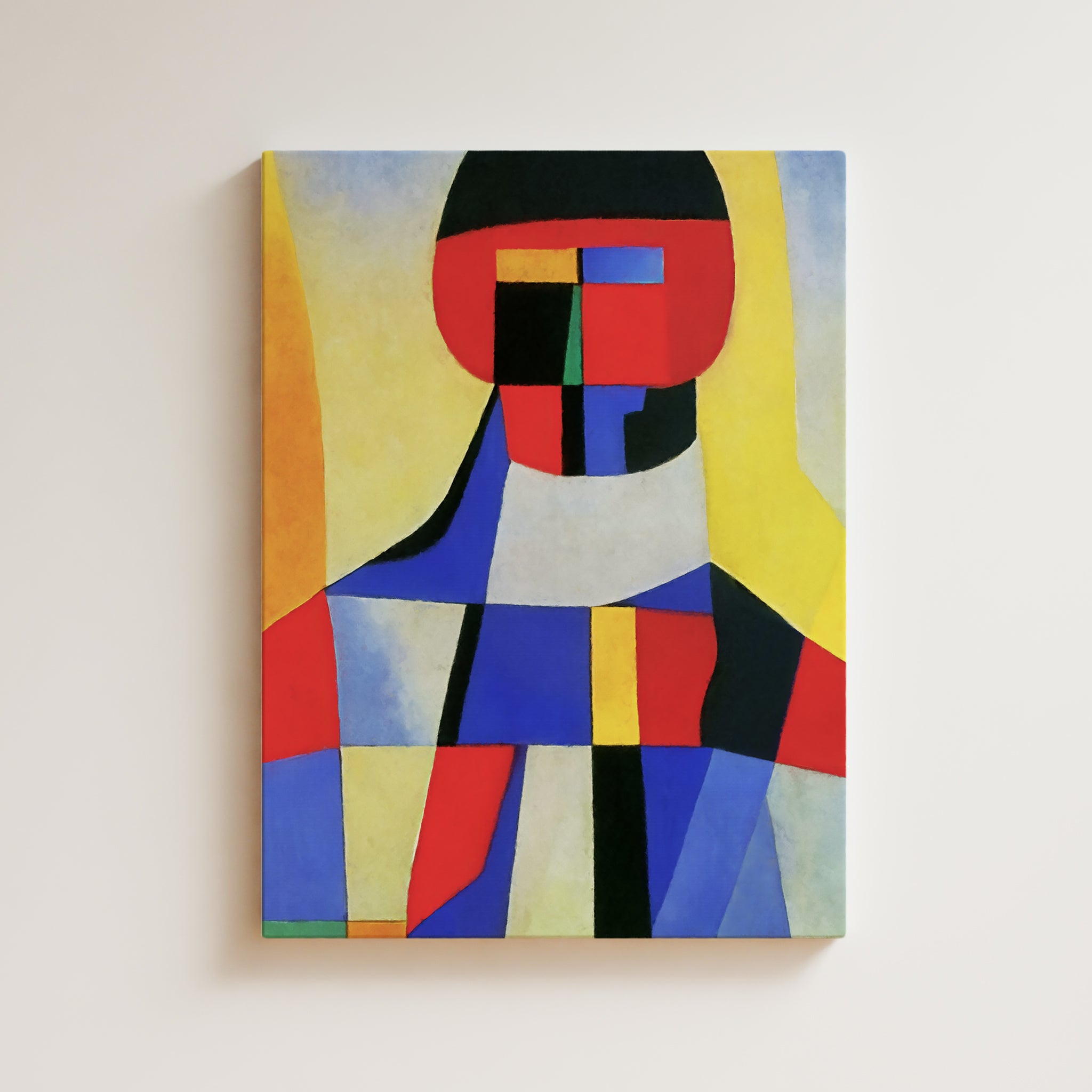 Man Artwork Print - Color Block Portrait - Red, Blue, Yellow, Face, Man, Cubist Geometric Art