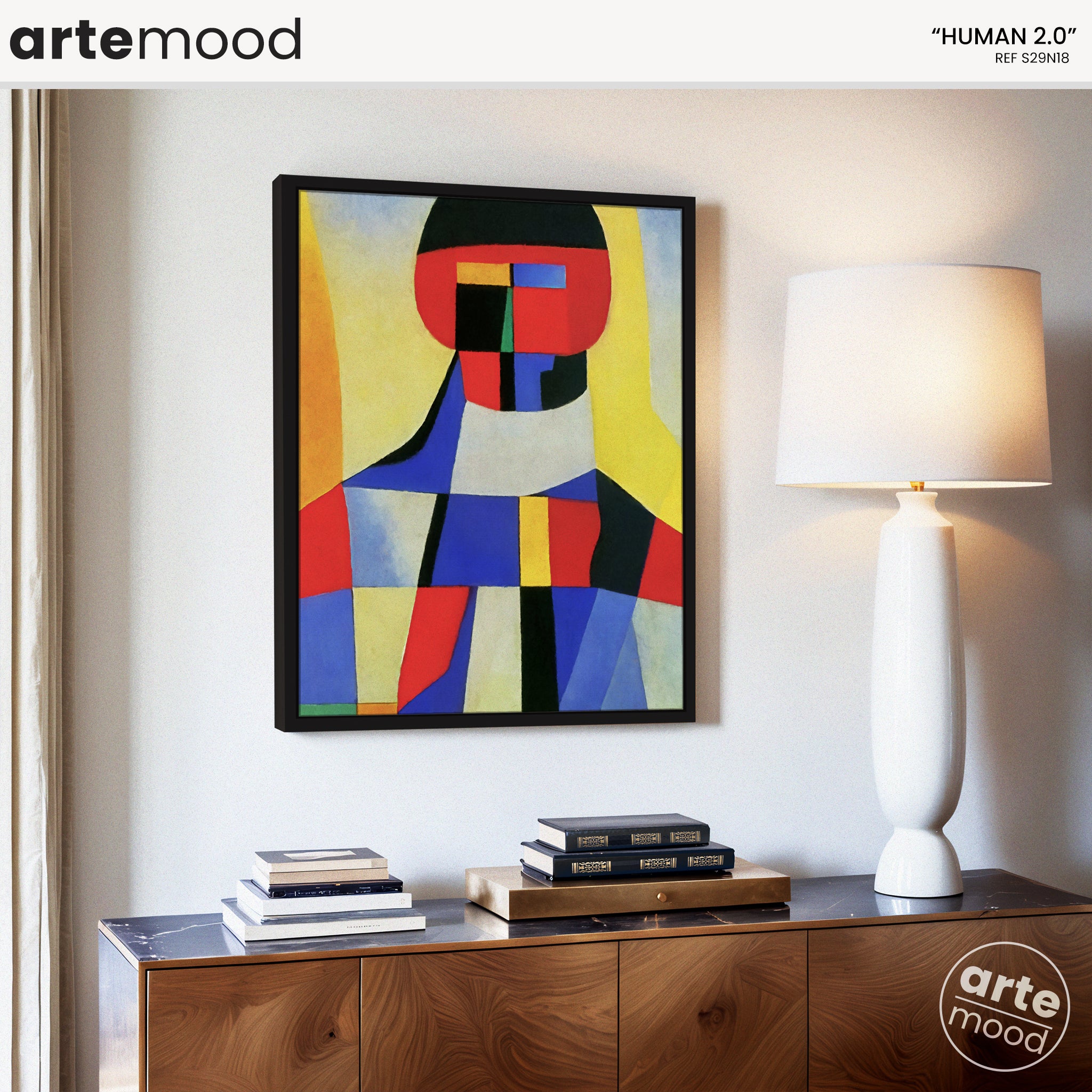 Man Artwork Print - Color Block Portrait - Red, Blue, Yellow, Face, Man, Cubist Geometric Art