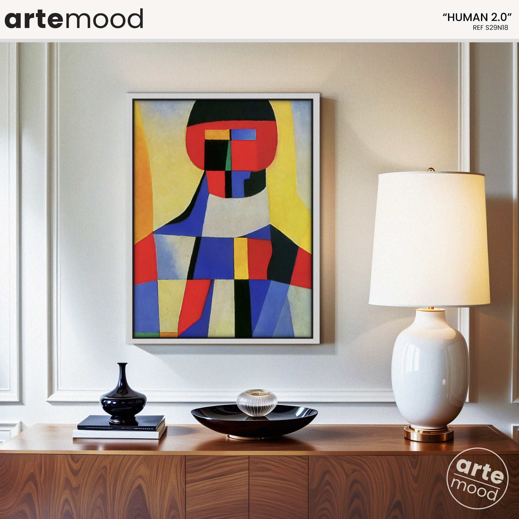 Man Artwork Print - Color Block Portrait - Red, Blue, Yellow, Face, Man, Cubist Geometric Art