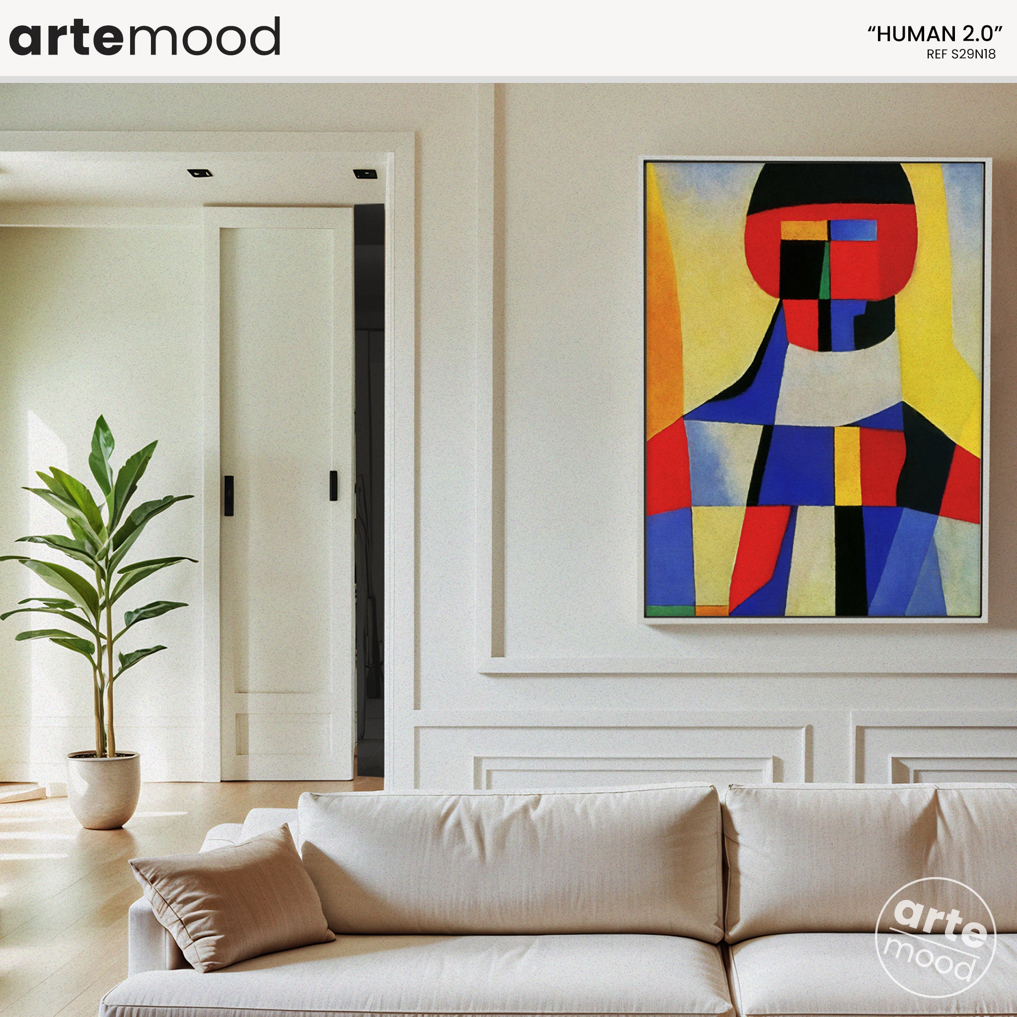 Man Artwork Print - Color Block Portrait - Red, Blue, Yellow, Face, Man, Cubist Geometric Art