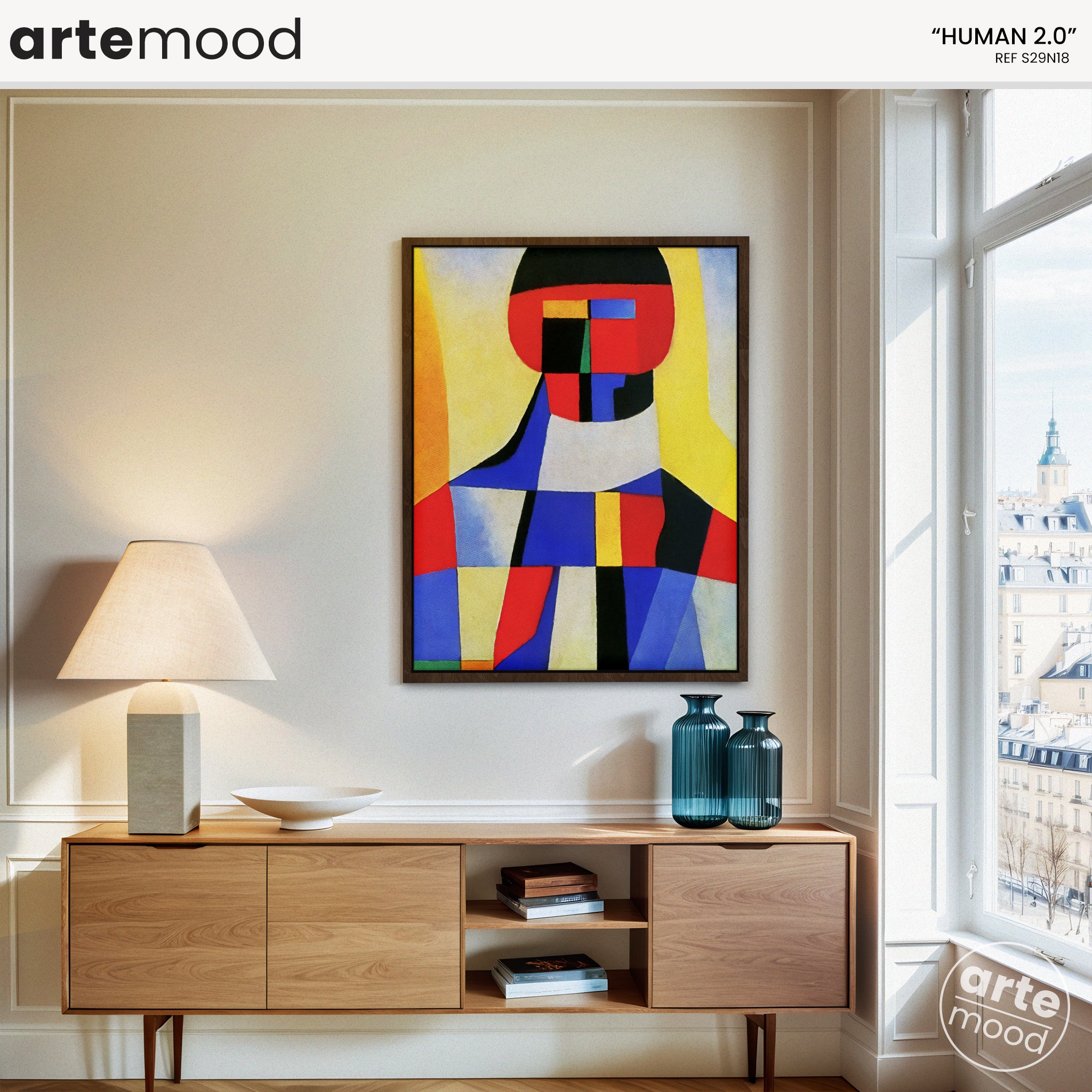 Man Artwork Print - Color Block Portrait - Red, Blue, Yellow, Face, Man, Cubist Geometric Art