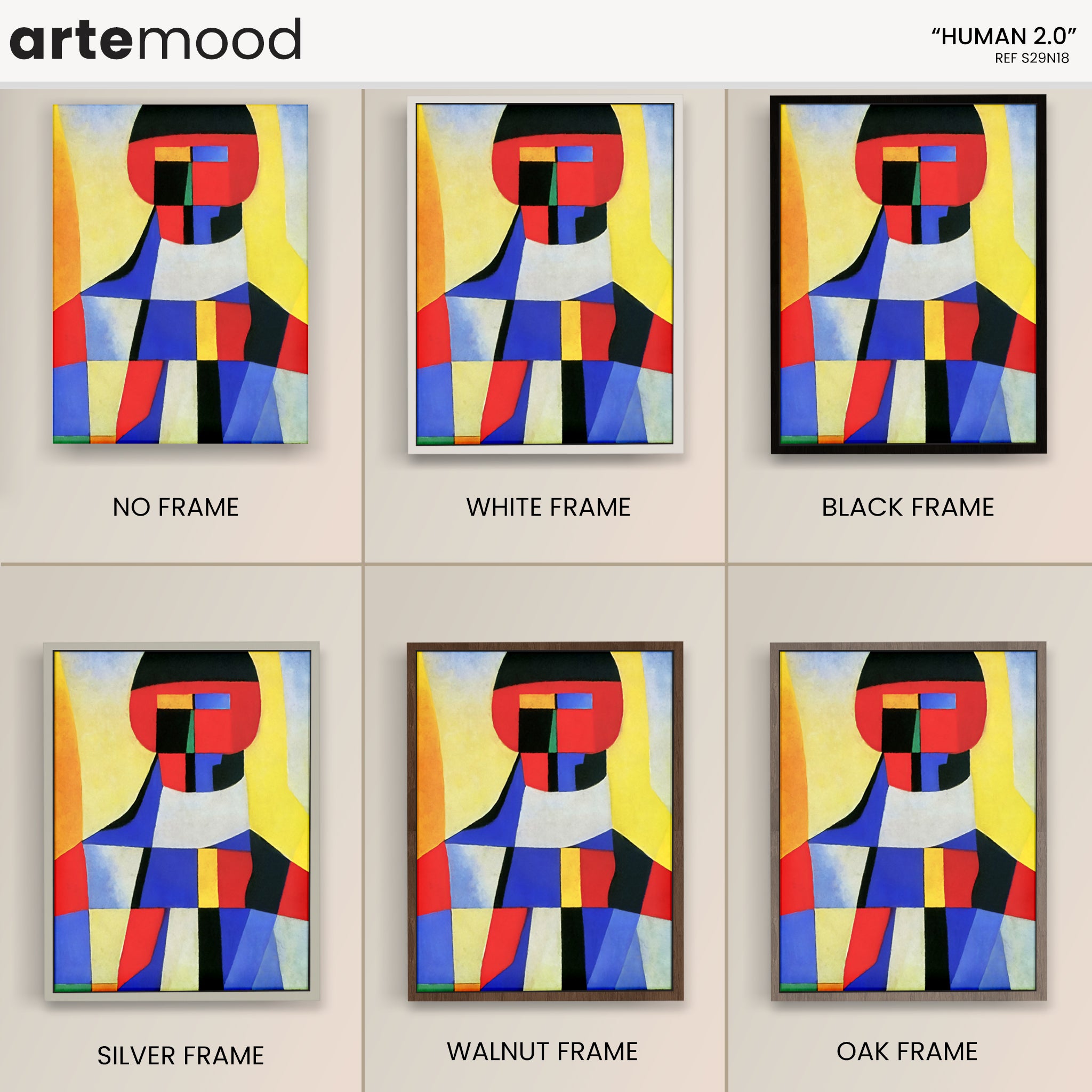 Man Artwork Print - Color Block Portrait - Red, Blue, Yellow, Face, Man, Cubist Geometric Art