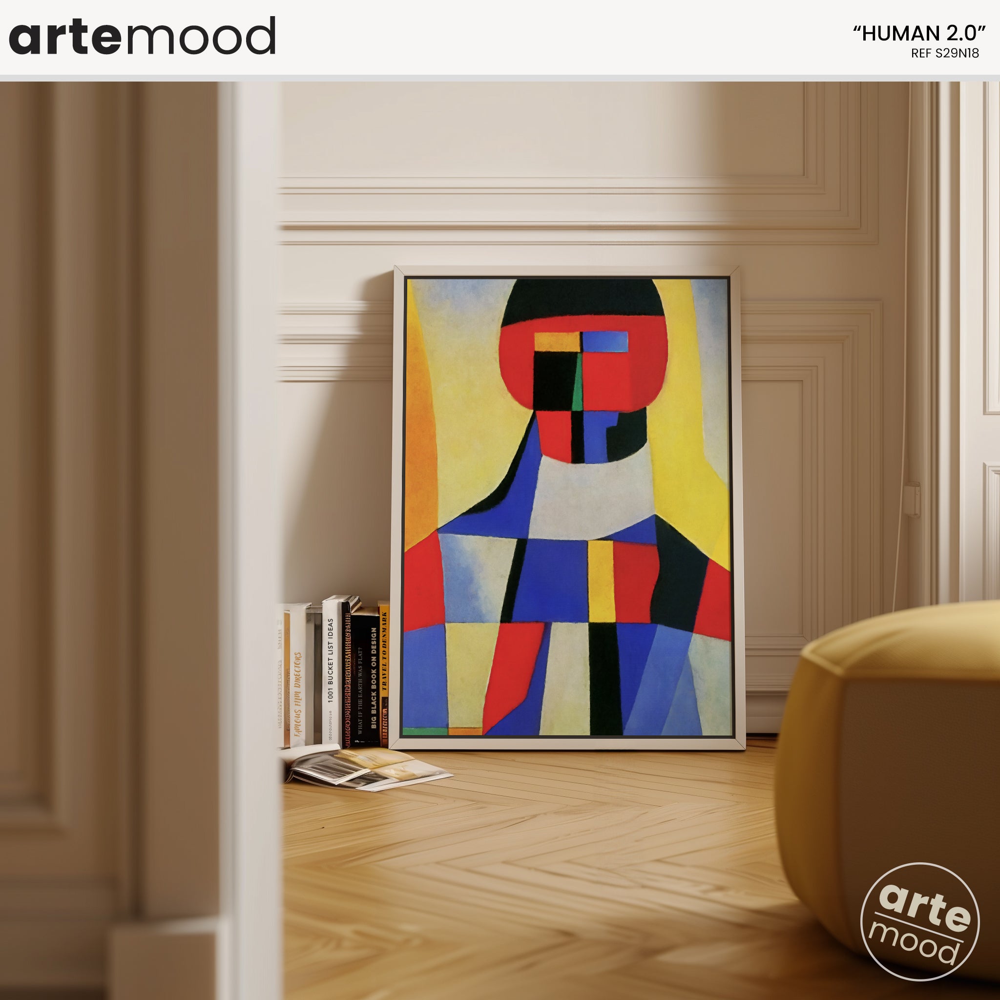 Man Artwork Print - Color Block Portrait - Red, Blue, Yellow, Face, Man, Cubist Geometric Art