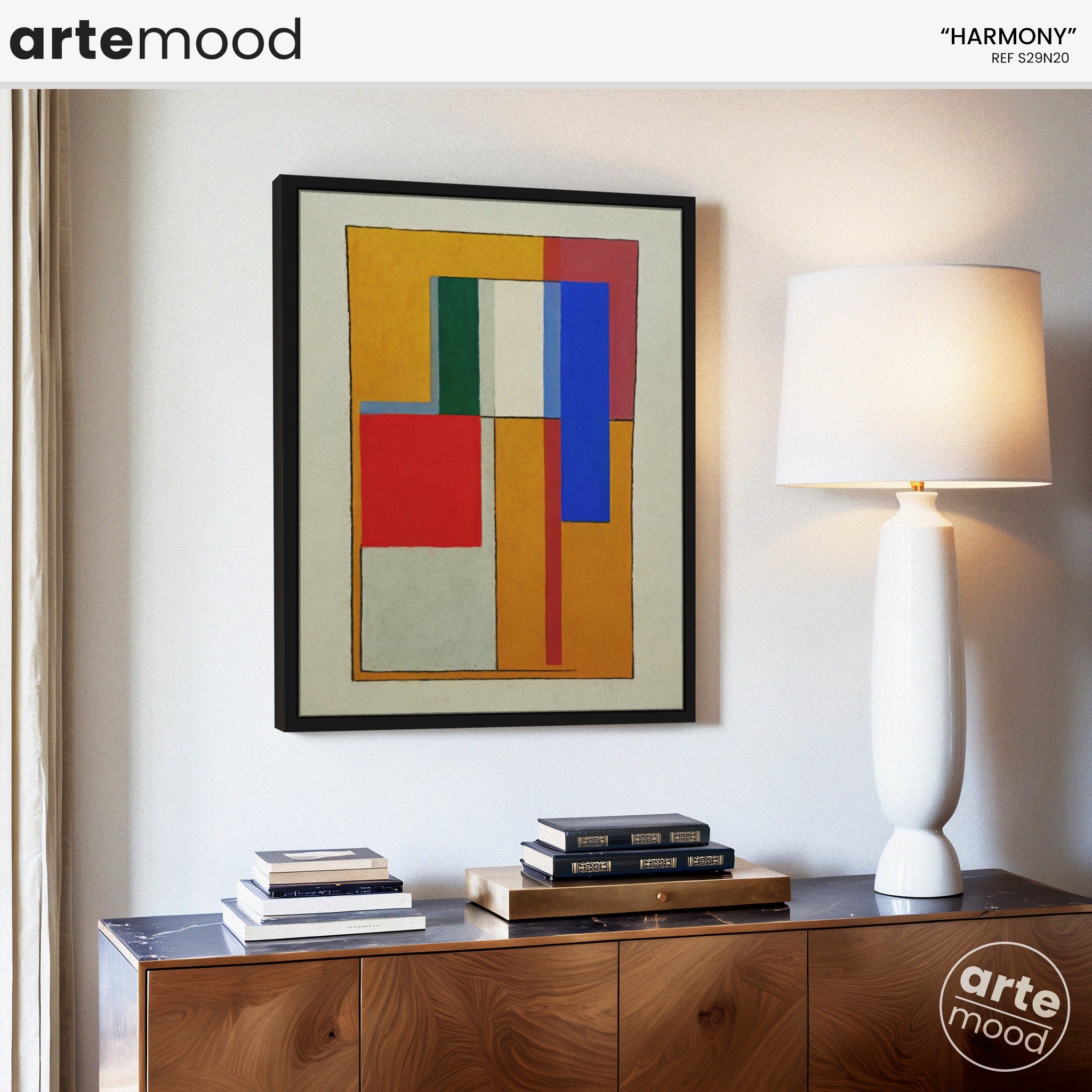 Abstract Artwork Print On Canvas - Minimalist Geometric Modern Art - Blue, Red, Yellow, Color Block Wall Art