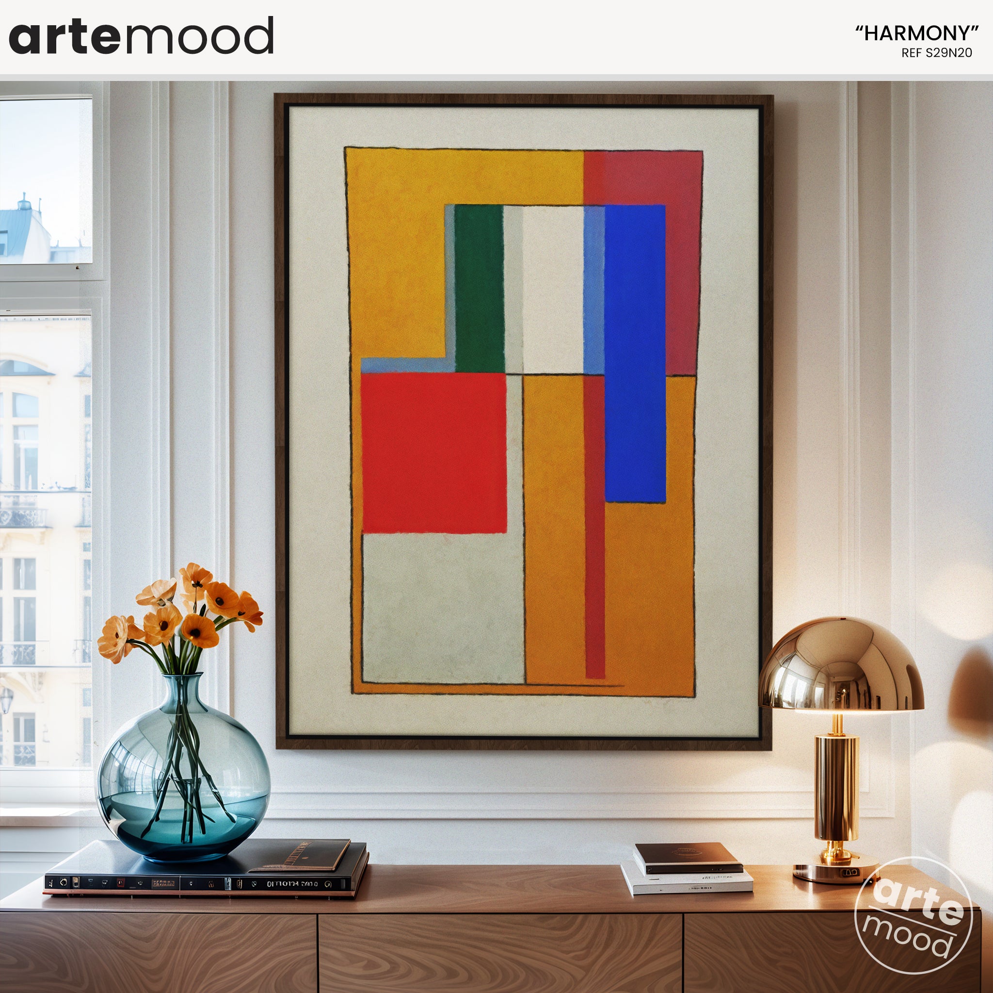 Abstract Artwork Print On Canvas - Minimalist Geometric Modern Art - Blue, Red, Yellow, Color Block Wall Art