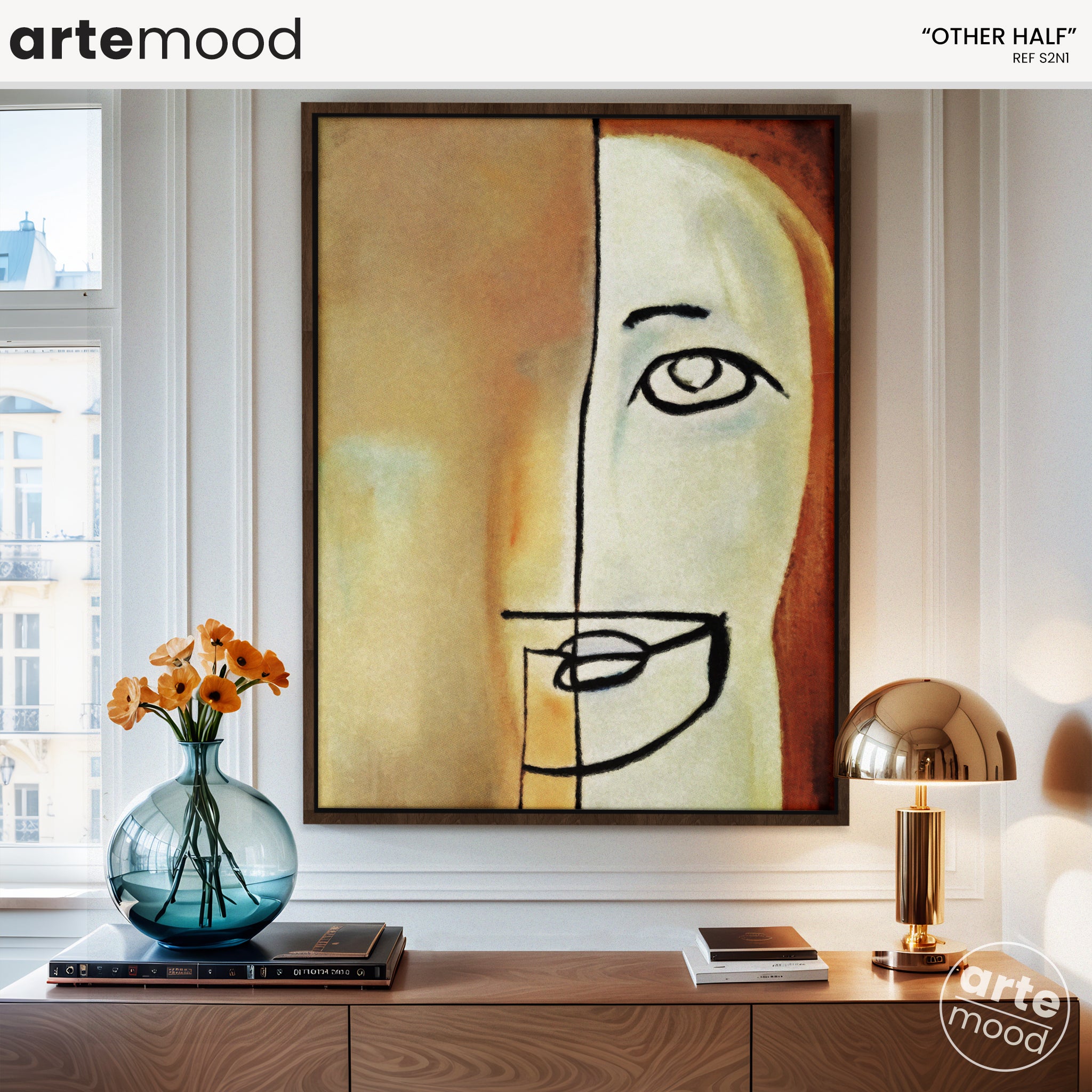 Portrait Artwork Print - Face Illustration Art Print - Expressive, Surreal Portrait Half Face Portrait Wall Art