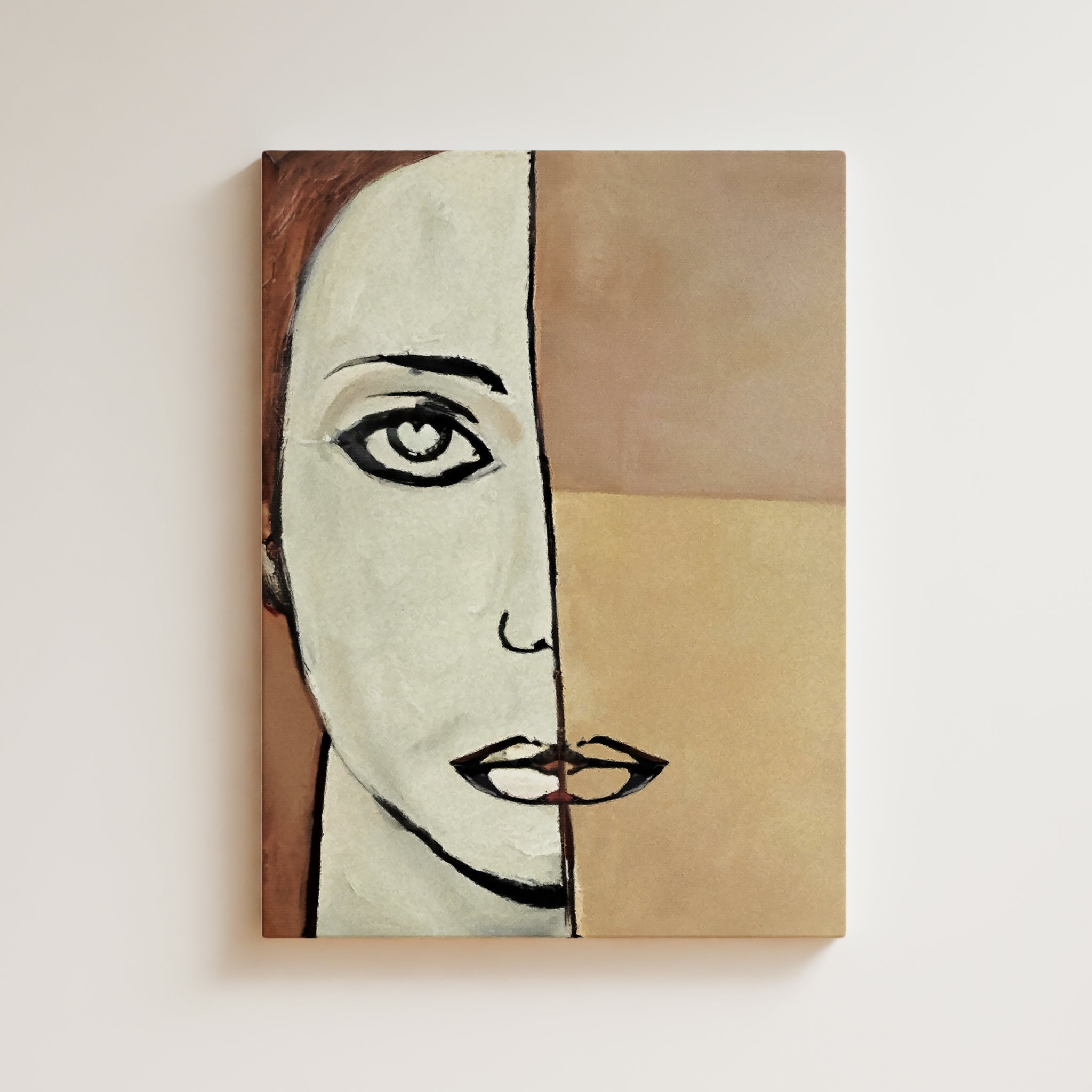 Woman Artwork Print - Portrait Art Print - Face, Portrait, Elegant, Contemporary Artwork, Beige Tones