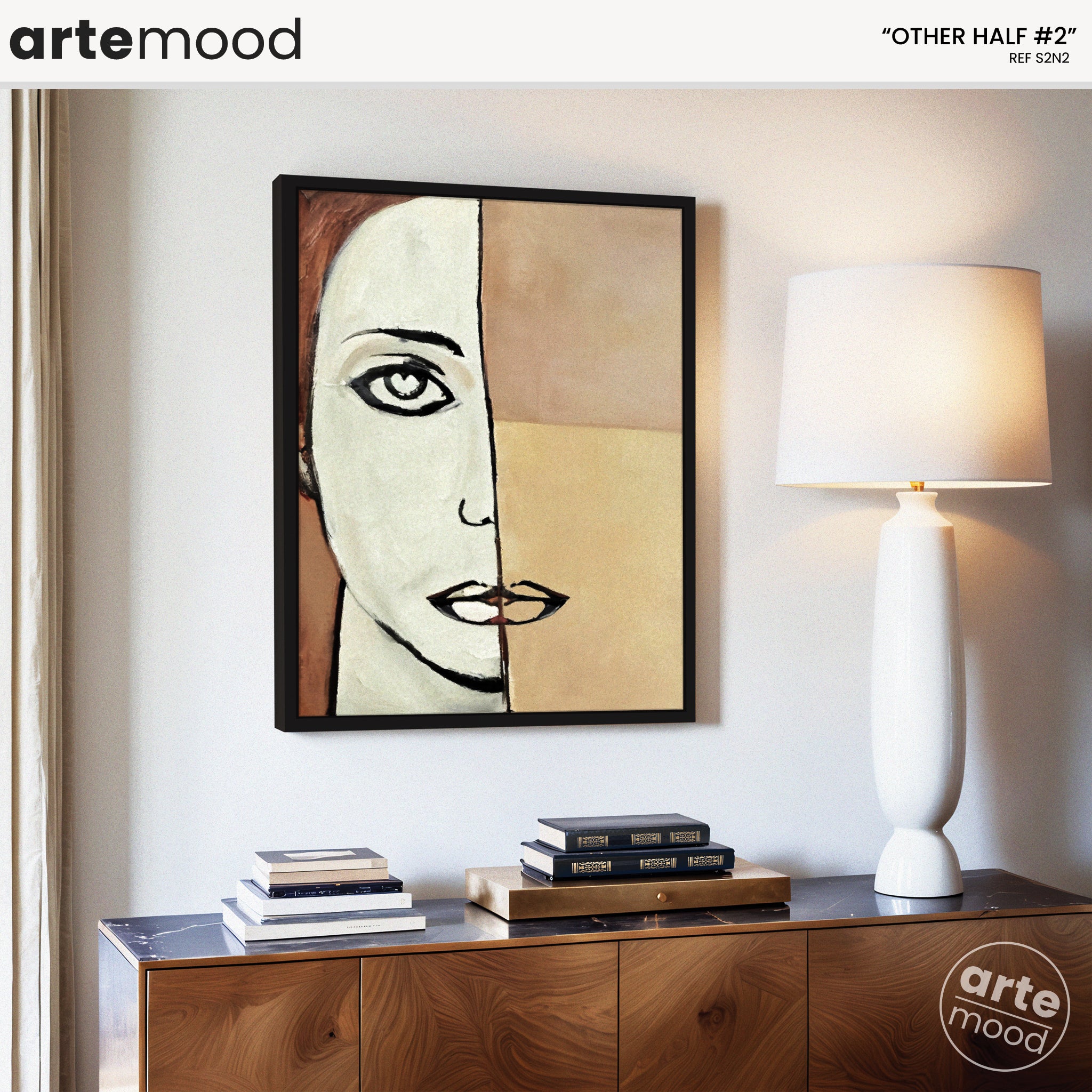 Woman Artwork Print - Portrait Art Print - Face, Portrait, Elegant, Contemporary Artwork, Beige Tones