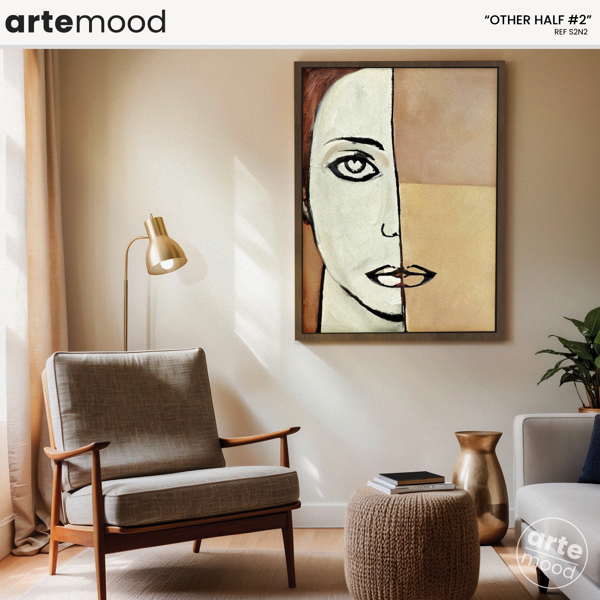 Woman Artwork Print - Portrait Art Print - Face, Portrait, Elegant, Contemporary Artwork, Beige Tones