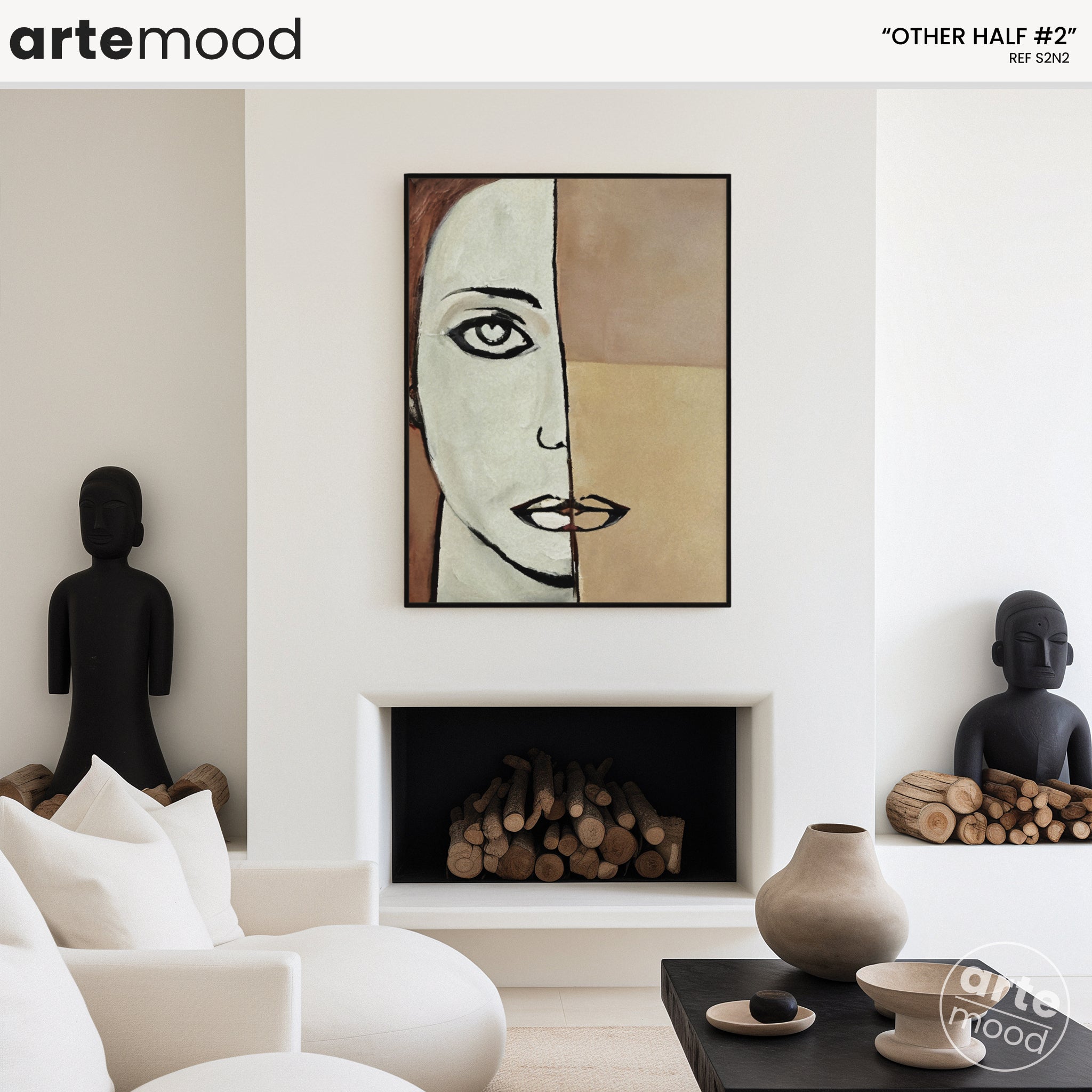 Woman Artwork Print - Portrait Art Print - Face, Portrait, Elegant, Contemporary Artwork, Beige Tones