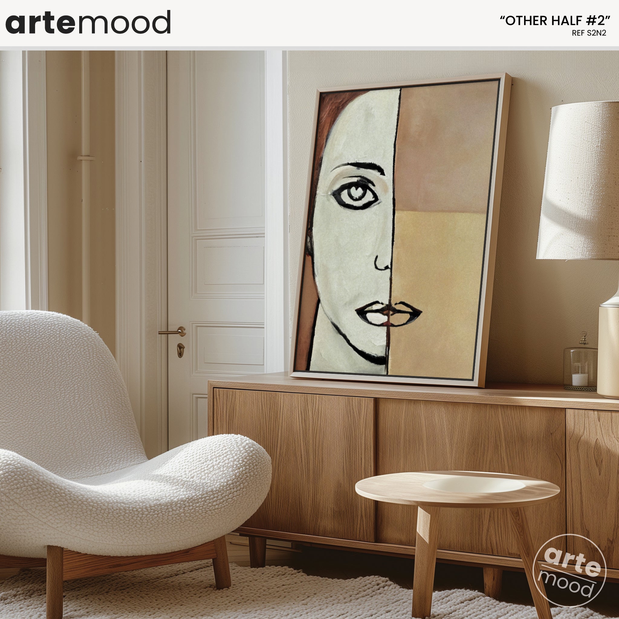 Woman Artwork Print - Portrait Art Print - Face, Portrait, Elegant, Contemporary Artwork, Beige Tones