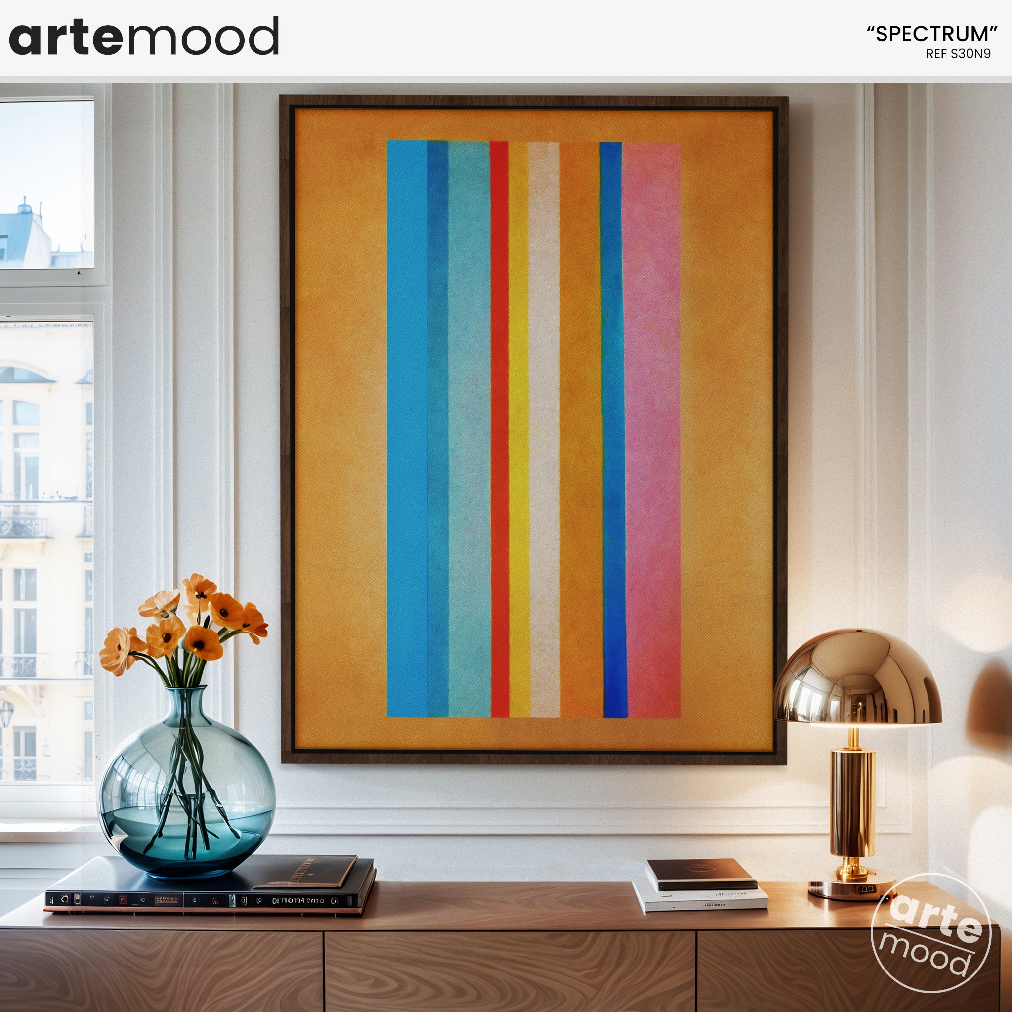 Abstract Artwork Print On Canvas - Minimalist Art - Vertical Line Colors Composition - Vibrant Colors