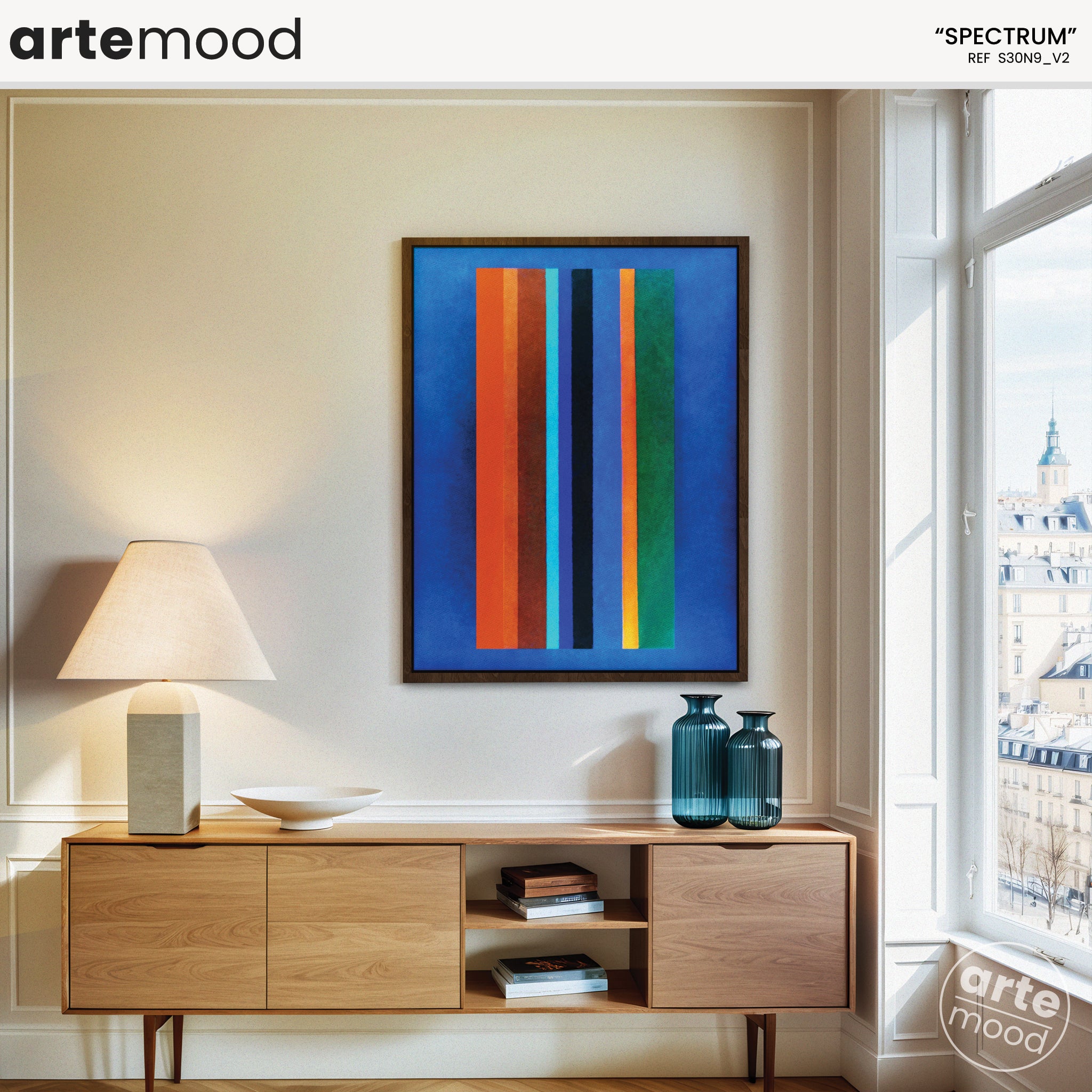 Abstract Artwork Print - Modern Art Canvas - Vibrant Color Art, Expressive, Color Lines, Rectangles, Happy