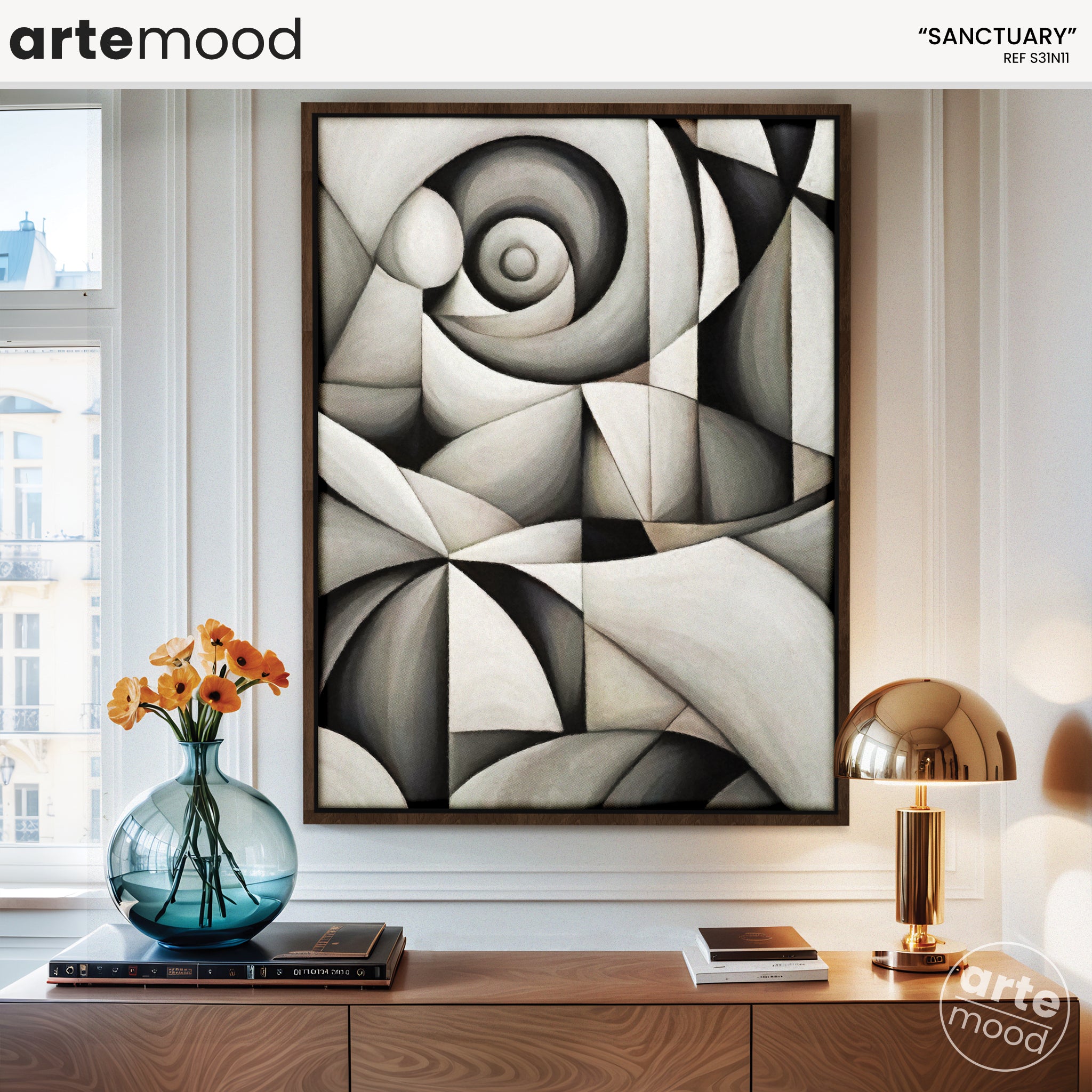 Abstract Artwork Print - Modern Art Canvas - Black & White - Fluid Forms - Dreamy - Organic