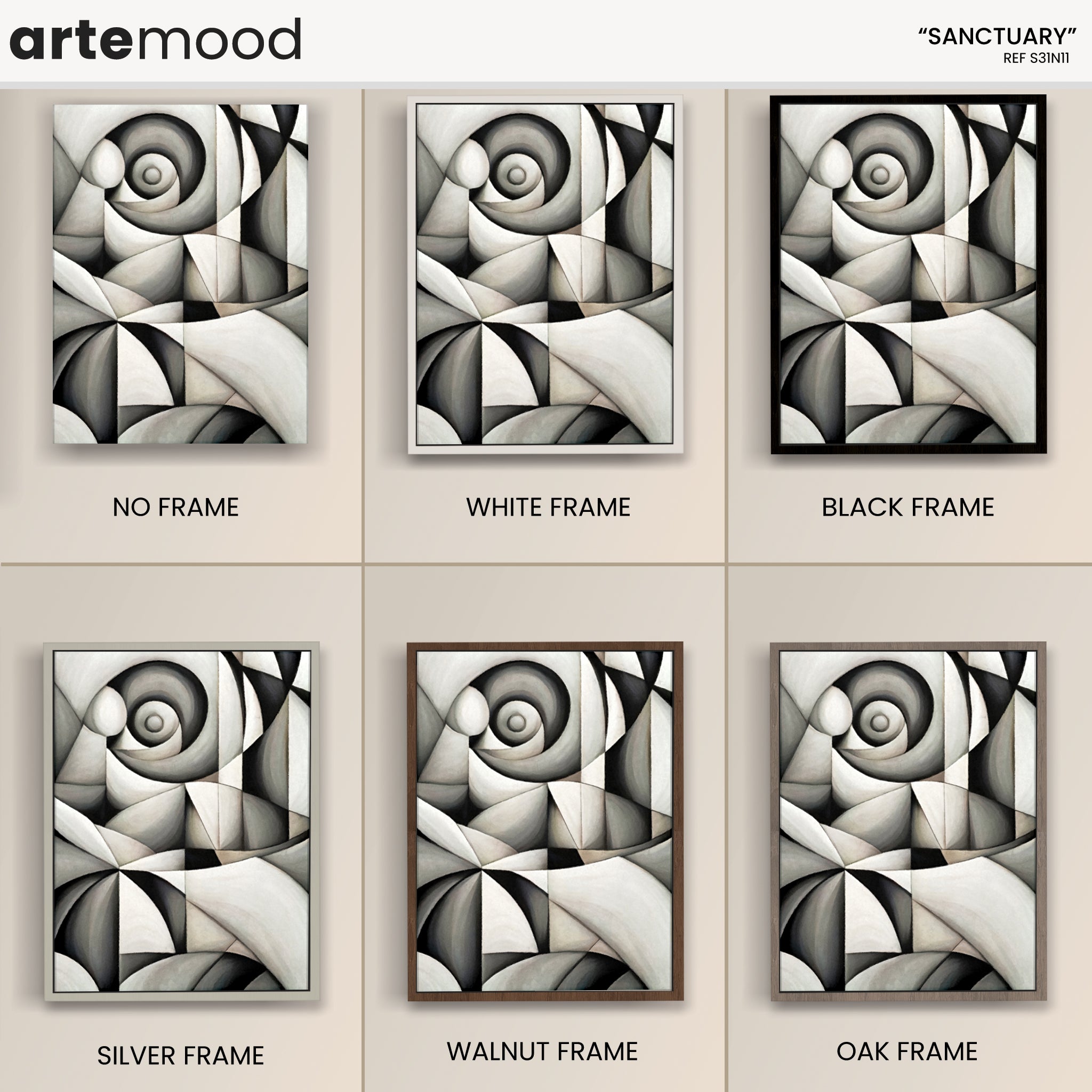 Abstract Artwork Print - Modern Art Canvas - Black & White - Fluid Forms - Dreamy - Organic