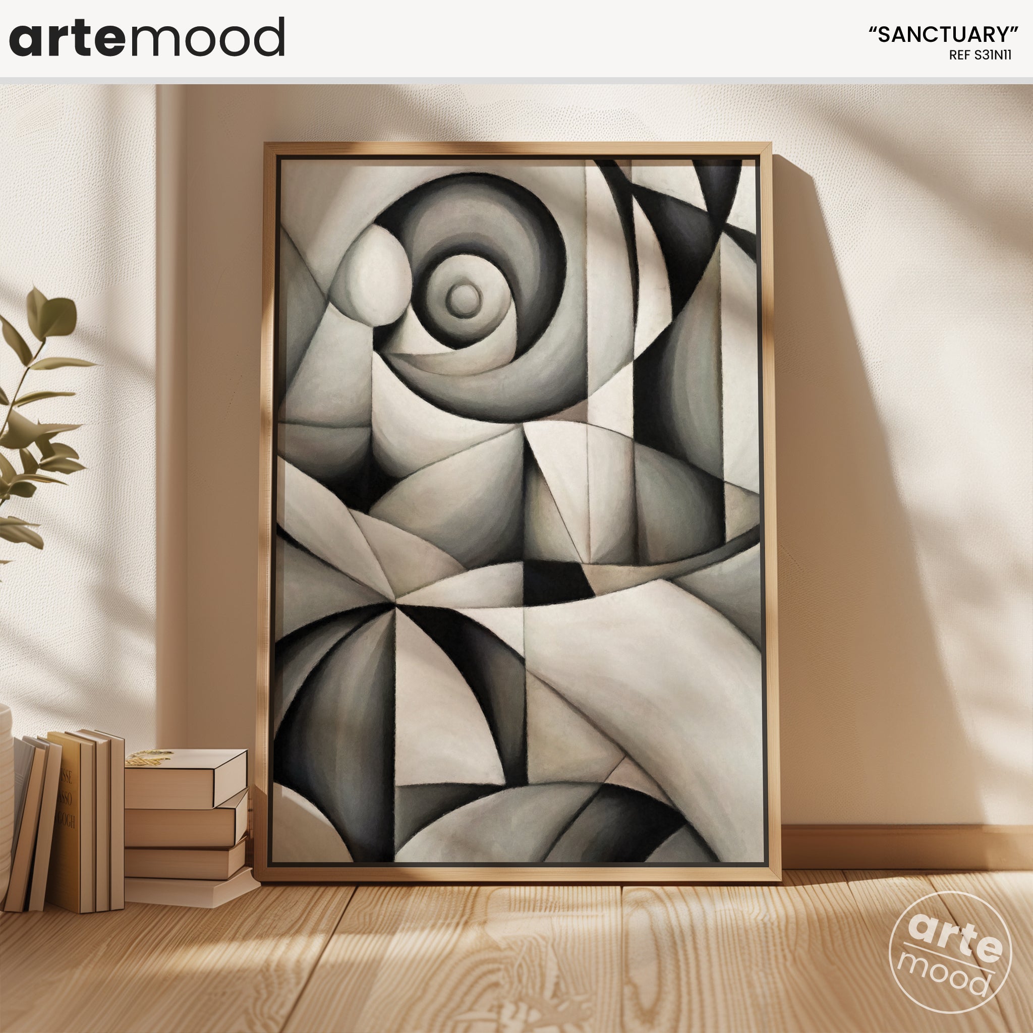 Abstract Artwork Print - Modern Art Canvas - Black & White - Fluid Forms - Dreamy - Organic