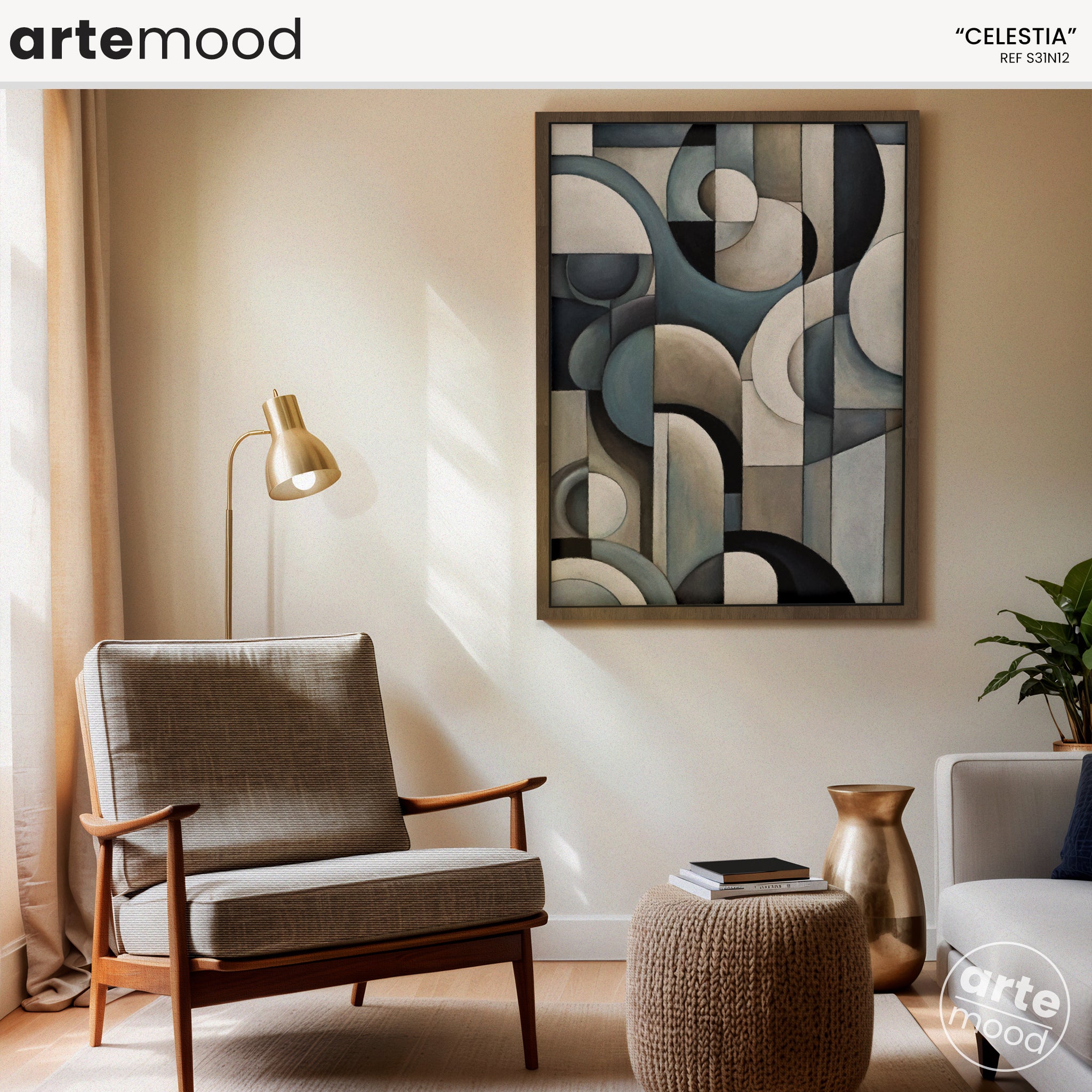 Abstract Artwork Print On Canvas - Minimalist Geometric Modern Art - Contemporary Composition Chic Forms