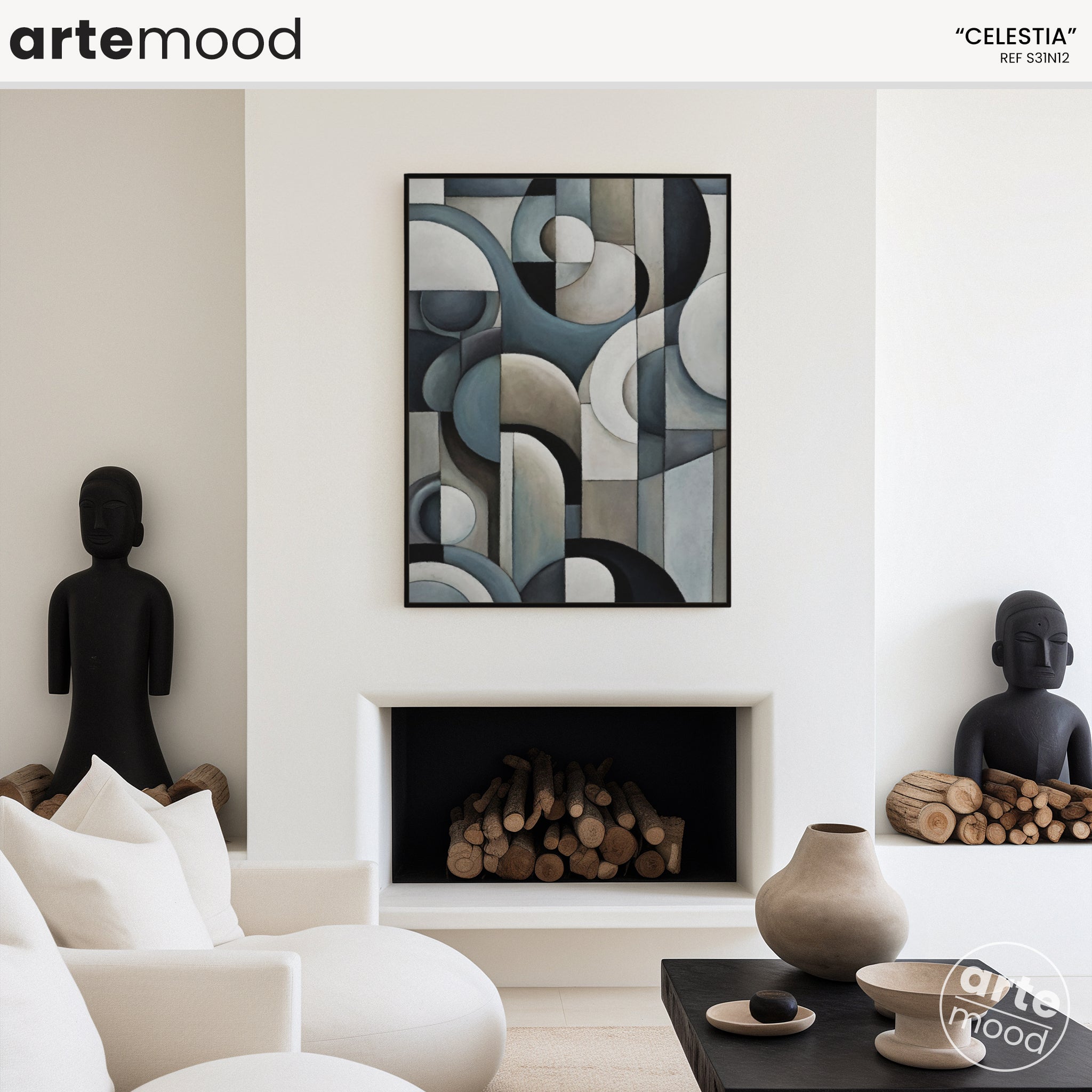 Abstract Artwork Print On Canvas - Minimalist Geometric Modern Art - Contemporary Composition Chic Forms