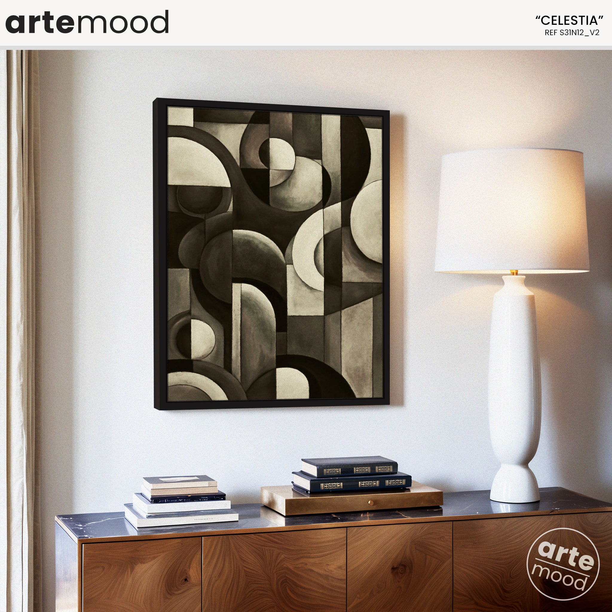 Abstract Artwork Print On Canvas - Minimalist Geometric Modern Art - Black, White, Neutral Tones, Chic Wall Art